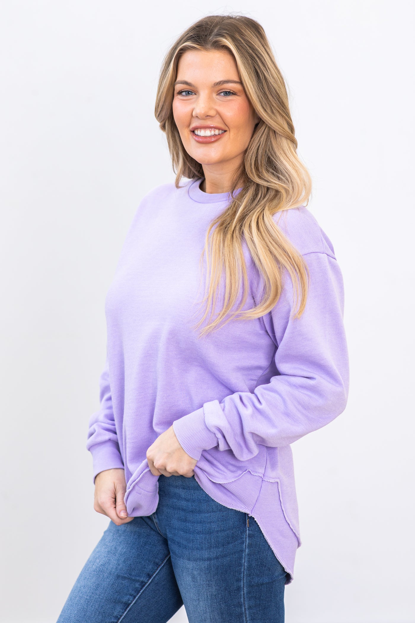 Light Lavender Fleece Pigment Dyed Sweatshirt