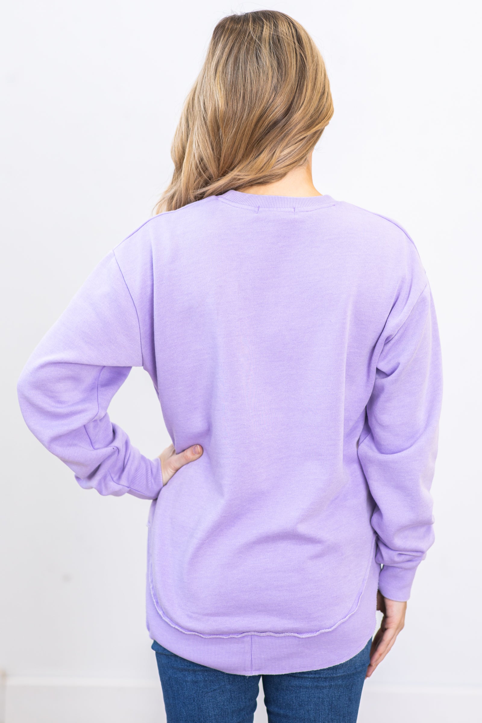 Light Lavender Fleece Pigment Dyed Sweatshirt