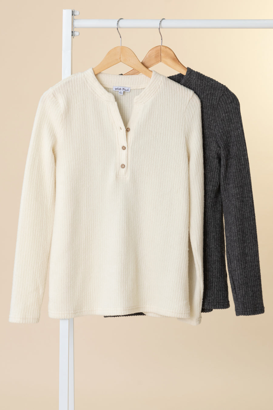 Soft Knit Top With Front Button Detail