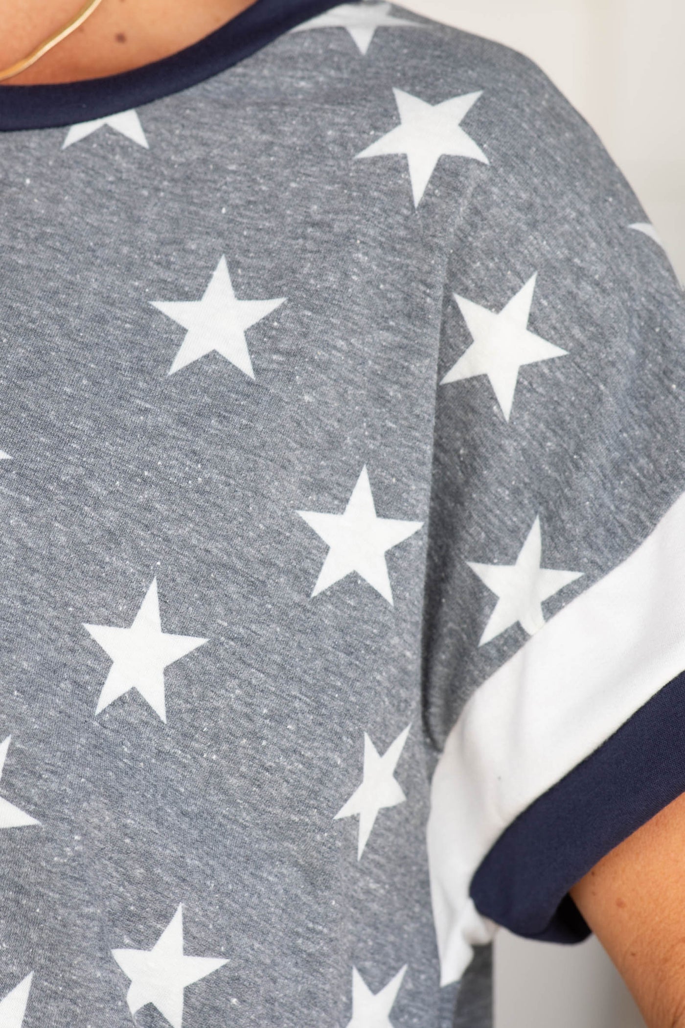 Navy And White Born Under Good Stars Knit Tee