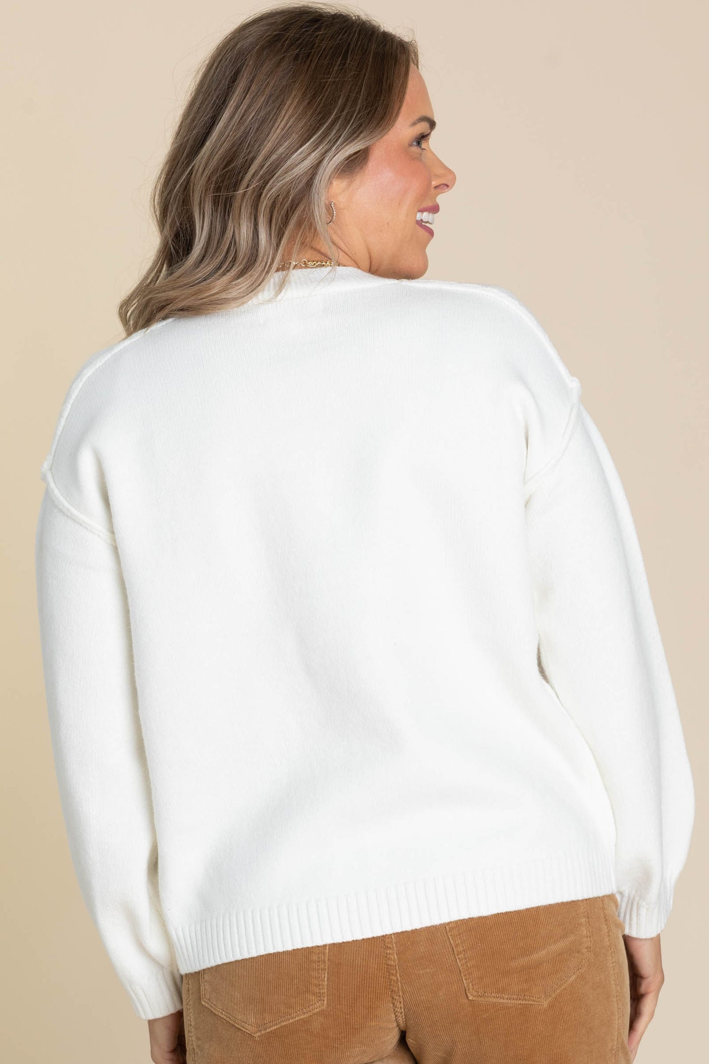 Ivory Gingerbread Man Patch Cardigan