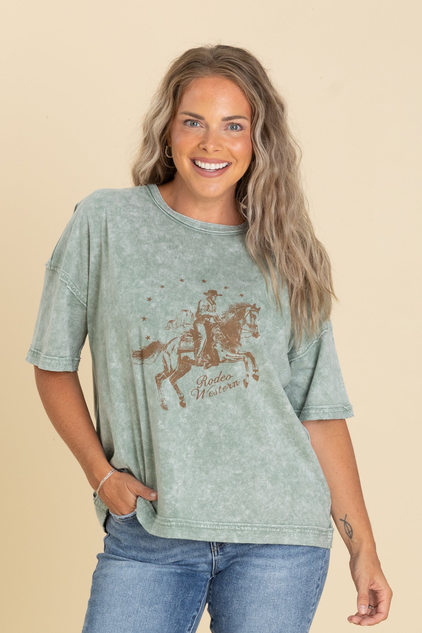 Sage Rodeo Western Graphic Knit Top