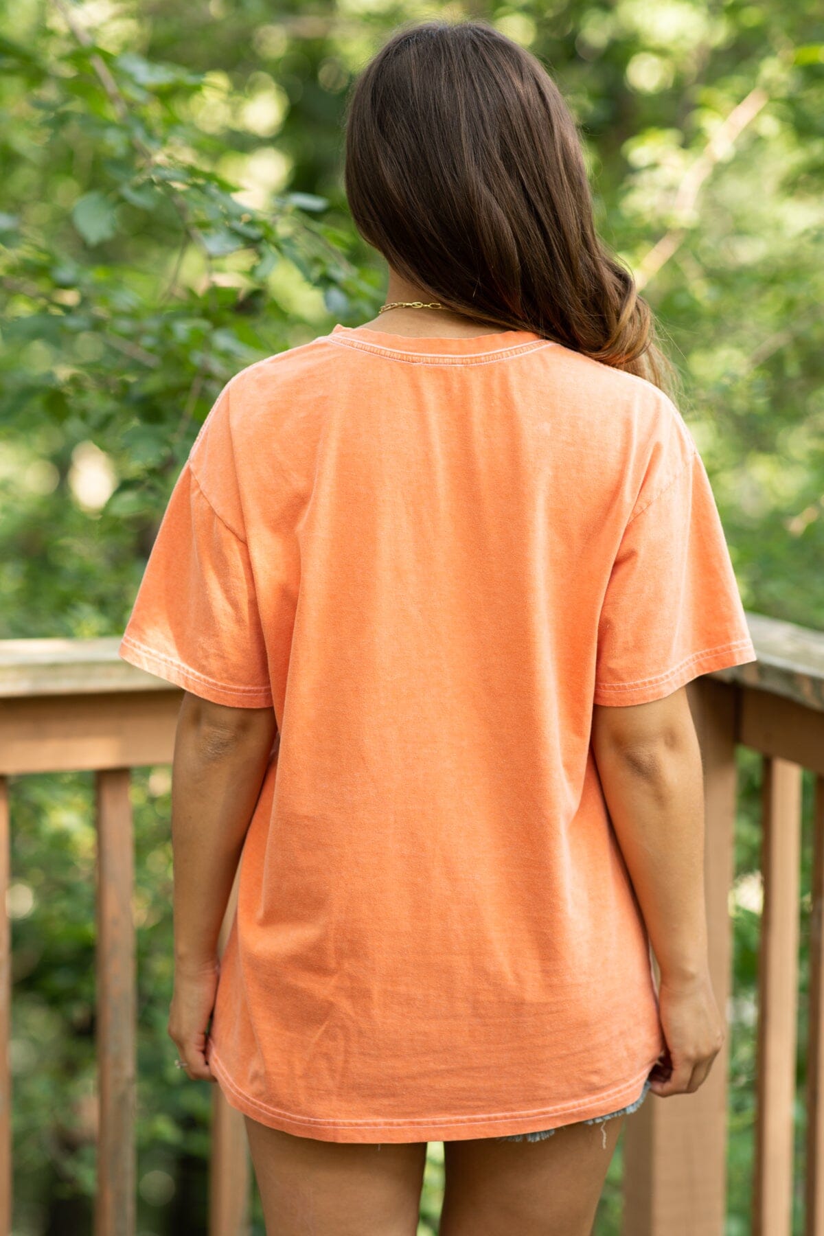 Orange Washed Short Sleeve Top - Filly Flair