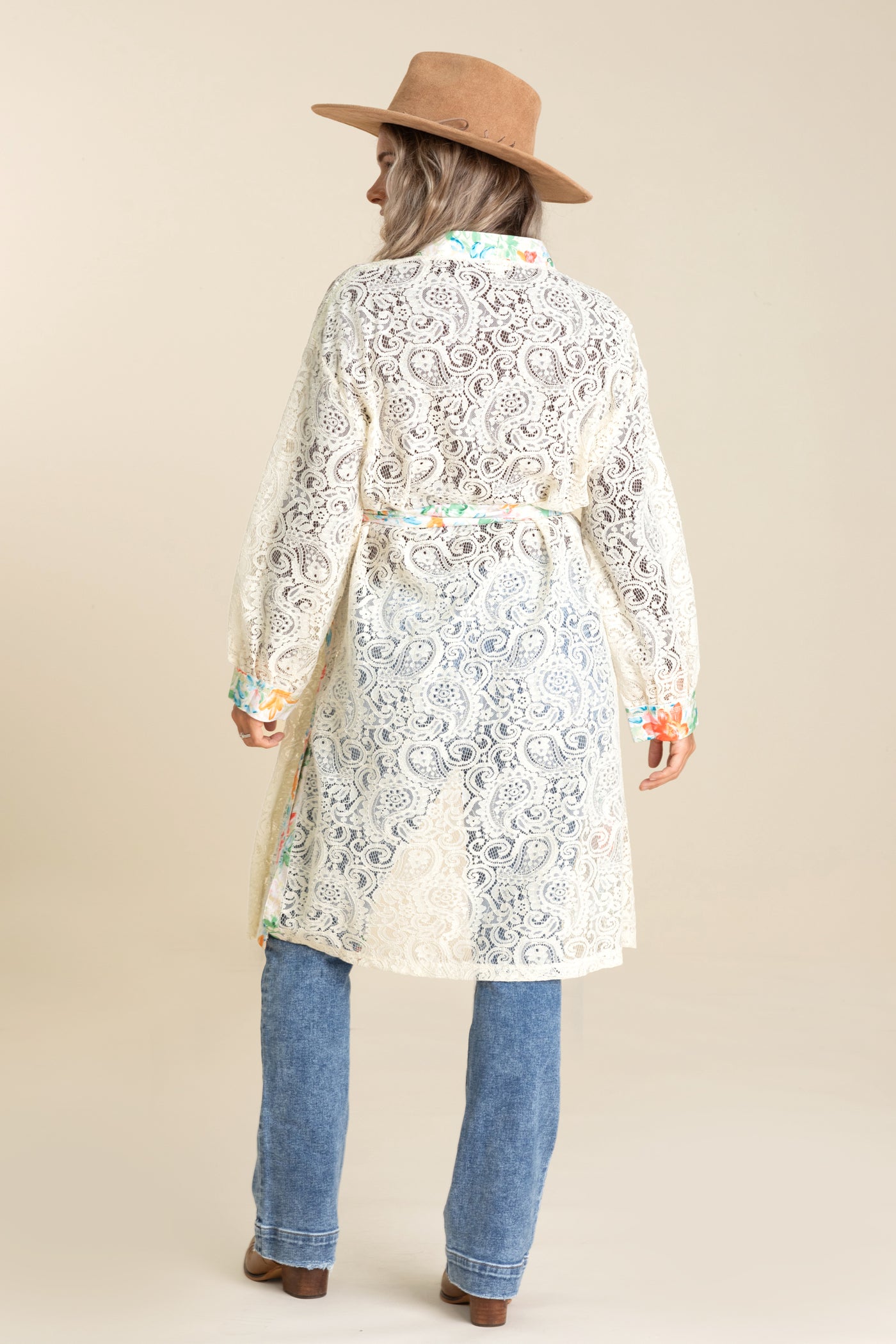 Lace Cardigans With Tie Waist Belt