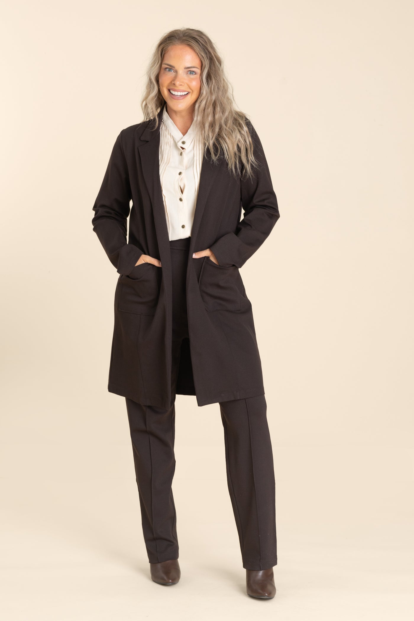Lapel Front Pocket Cardigan Jacket