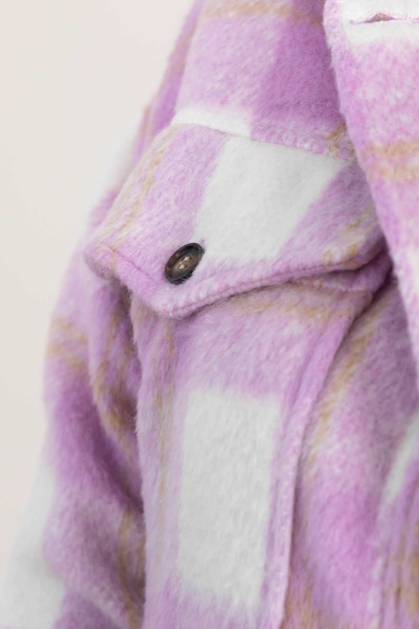 Lilac Plaid Shacket With Front Chest Pockets