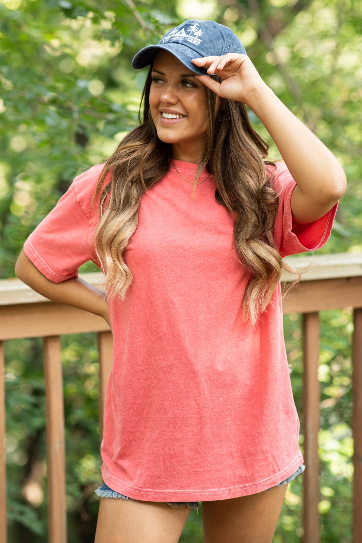 Crimson Washed Short Sleeve Top - Filly Flair