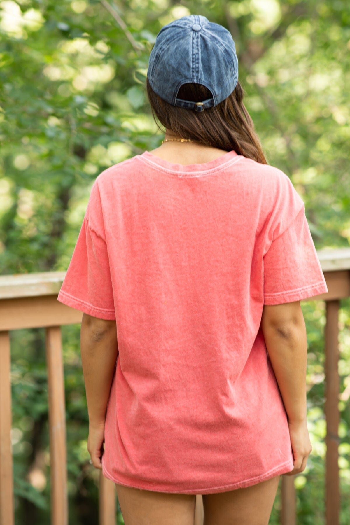 Crimson Washed Short Sleeve Top - Filly Flair