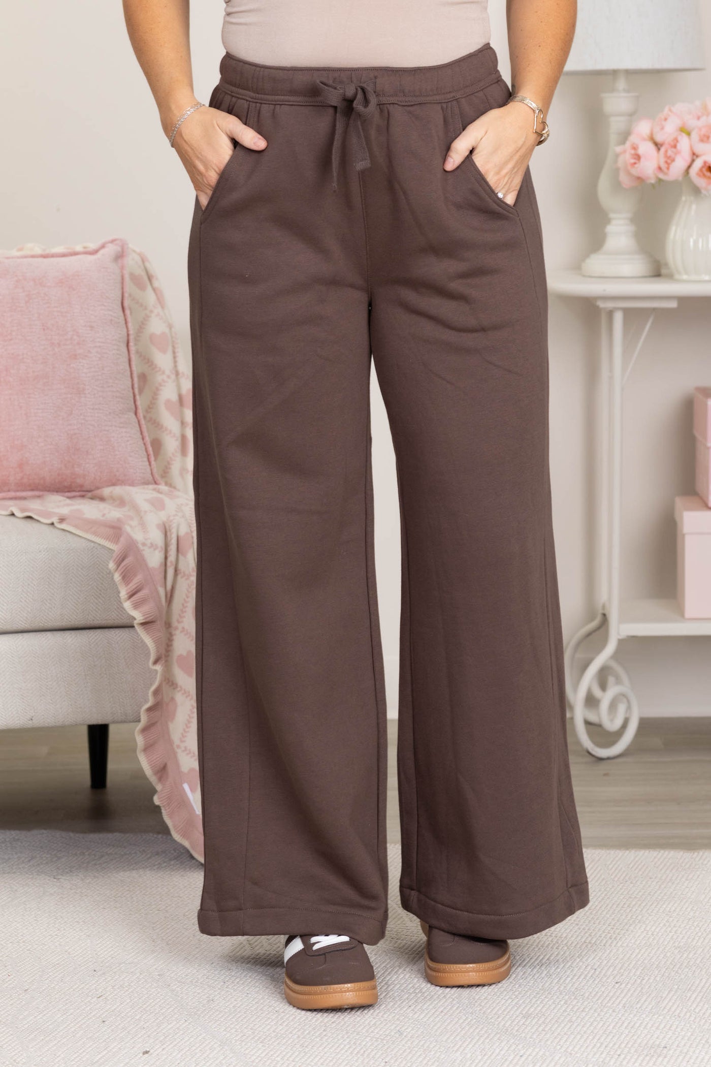 Risen Brown High Rise Relaxed Wide Sweatpants