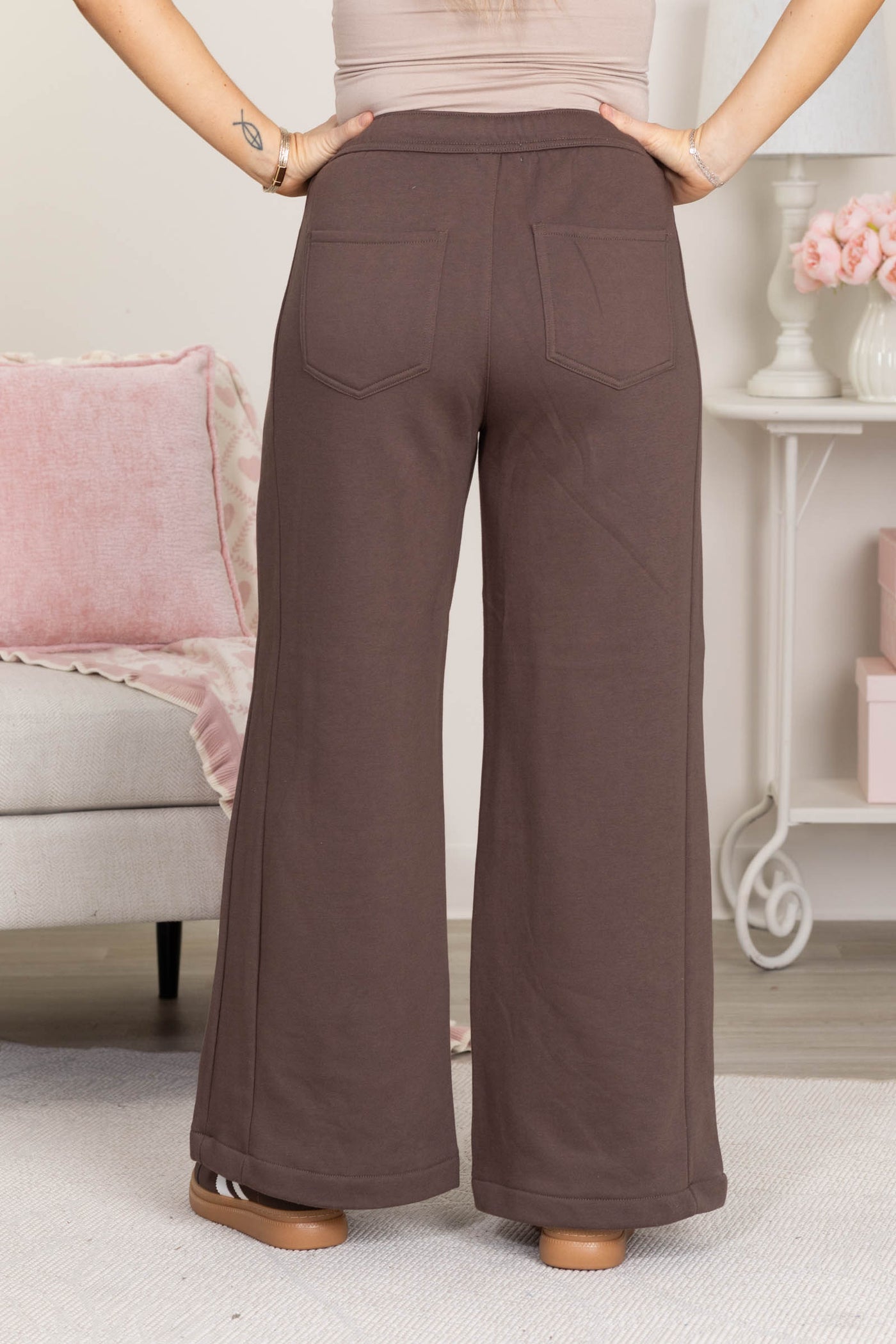 Risen Brown High Rise Relaxed Wide Sweatpants