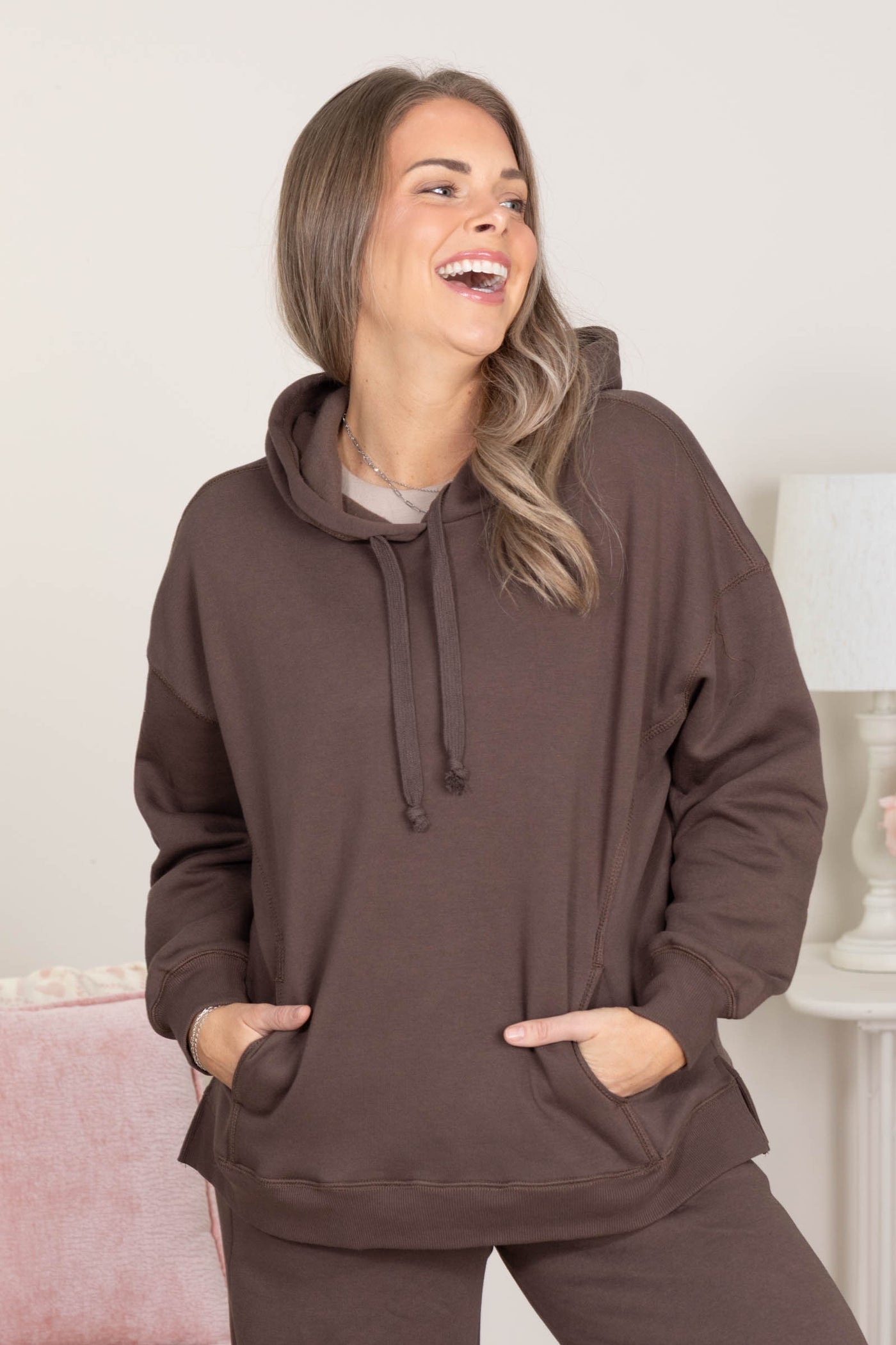 Risen Brown Oversized Hoodie Sweatshirt