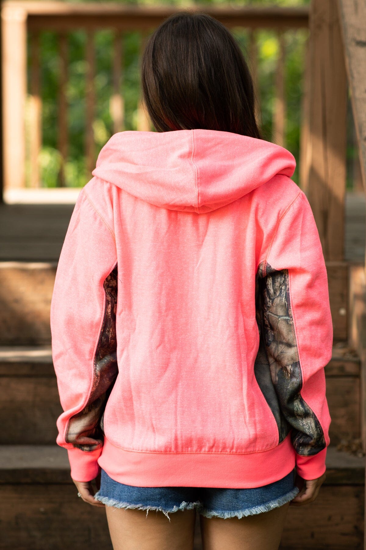 Neon Pink Camo Detail Full Zip Sweatshirt - Filly Flair