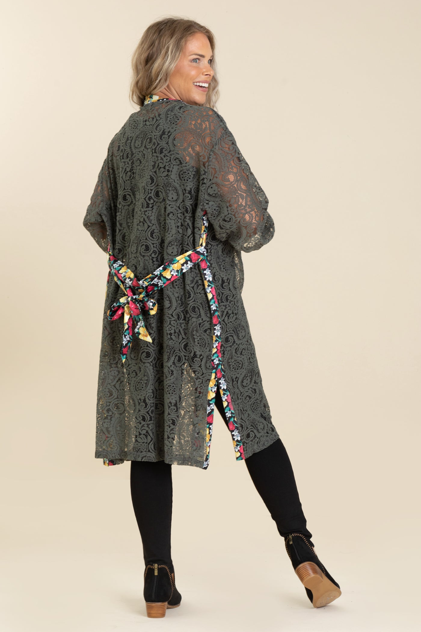 Lace Cardigans With Tie Waist Belt