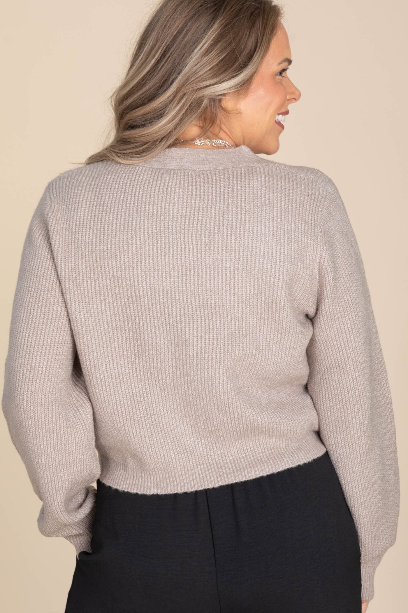 Light Mocha Sparkly Bow Tie Cardigan