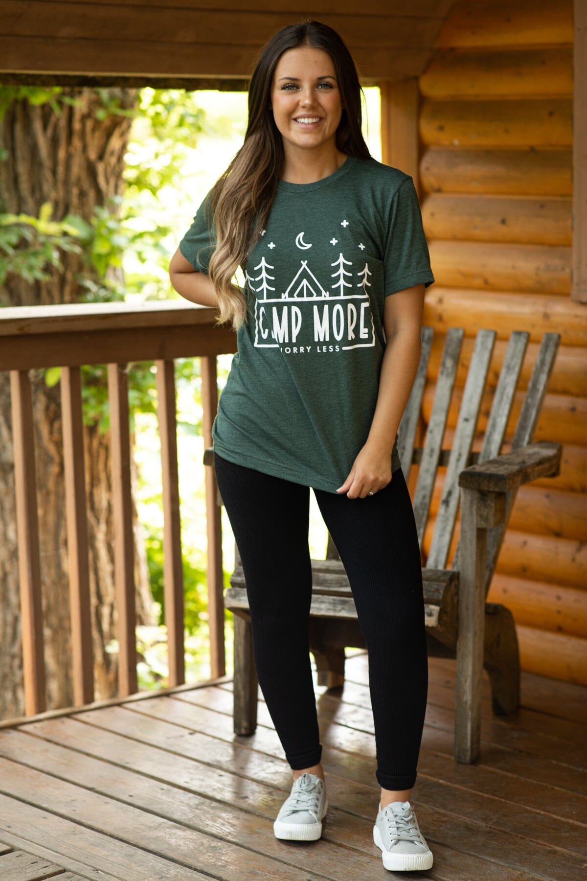 Hunter Green Camp More Worry Less Graphic Tee - Filly Flair