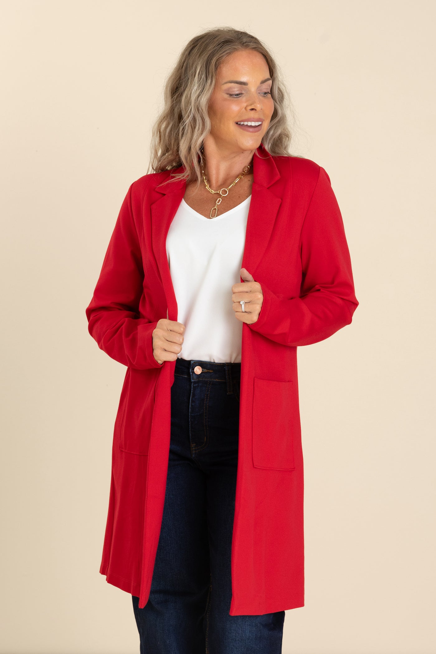 Lapel Front Pocket Cardigan Jacket