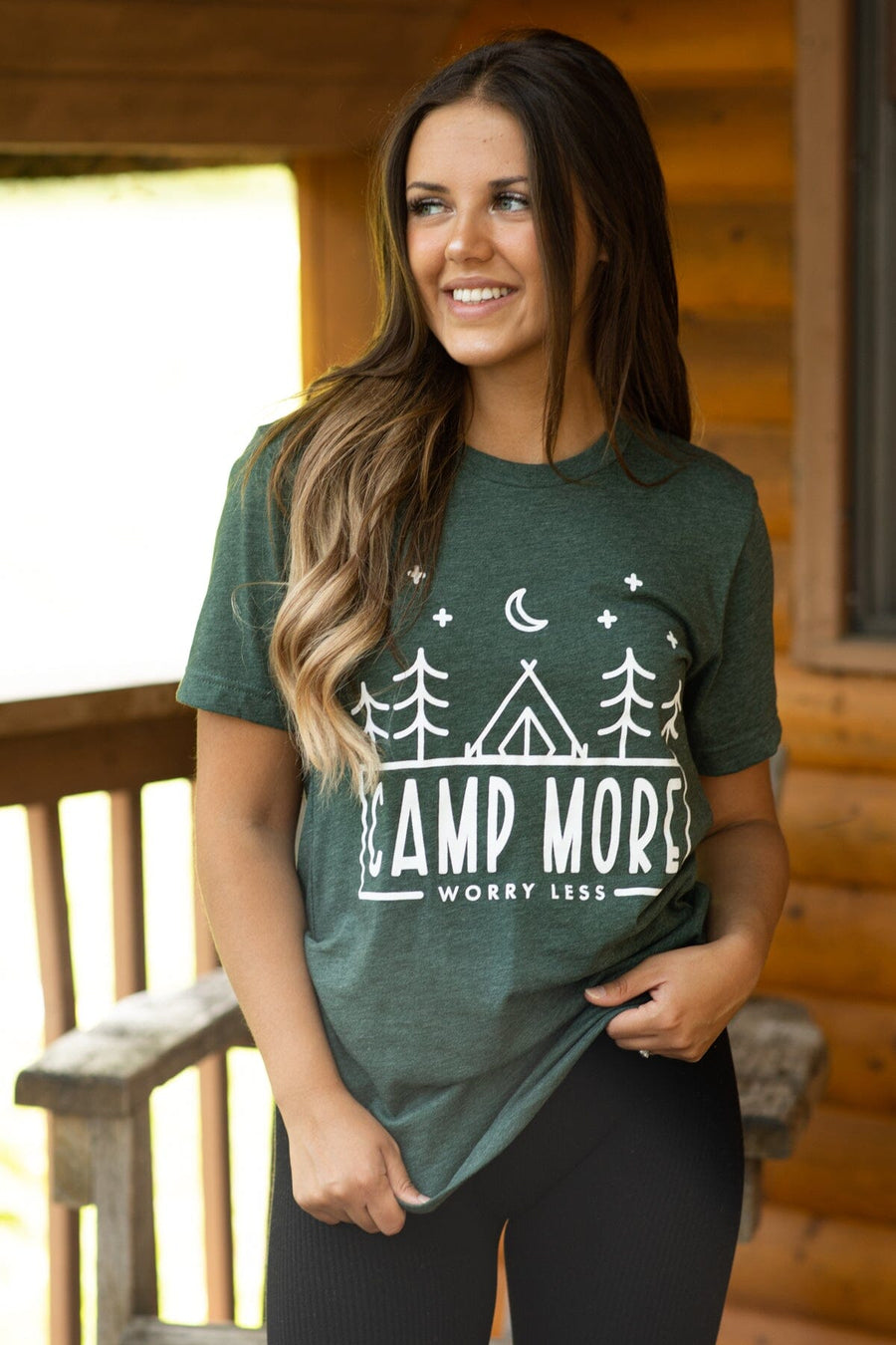 Hunter Green Camp More Worry Less Graphic Tee - Filly Flair