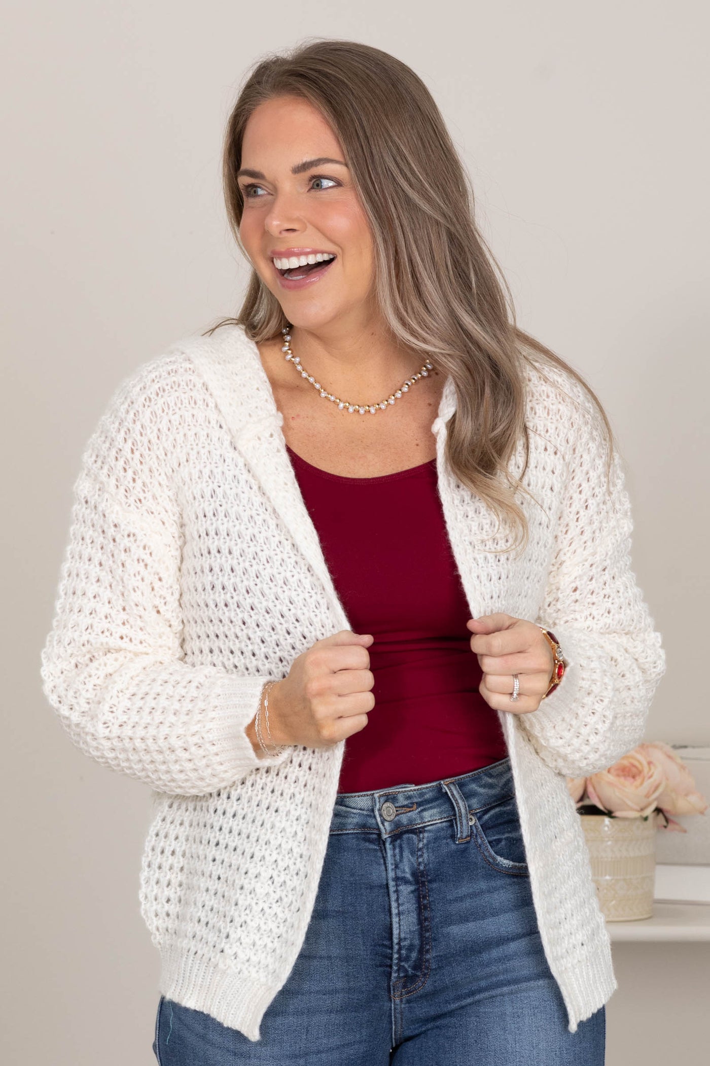 Cable Knit Hooded Cardigan