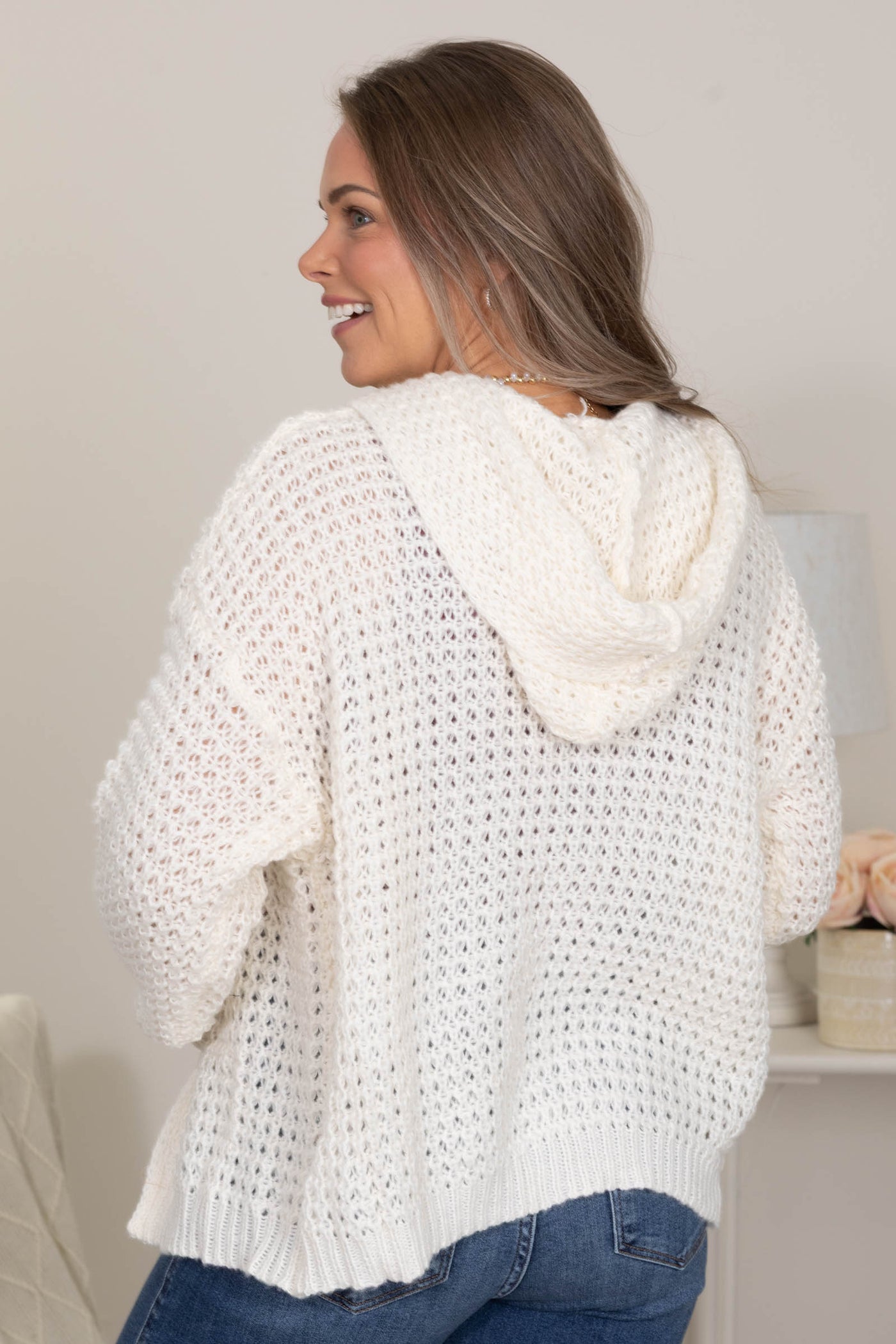 Cable Knit Hooded Cardigan