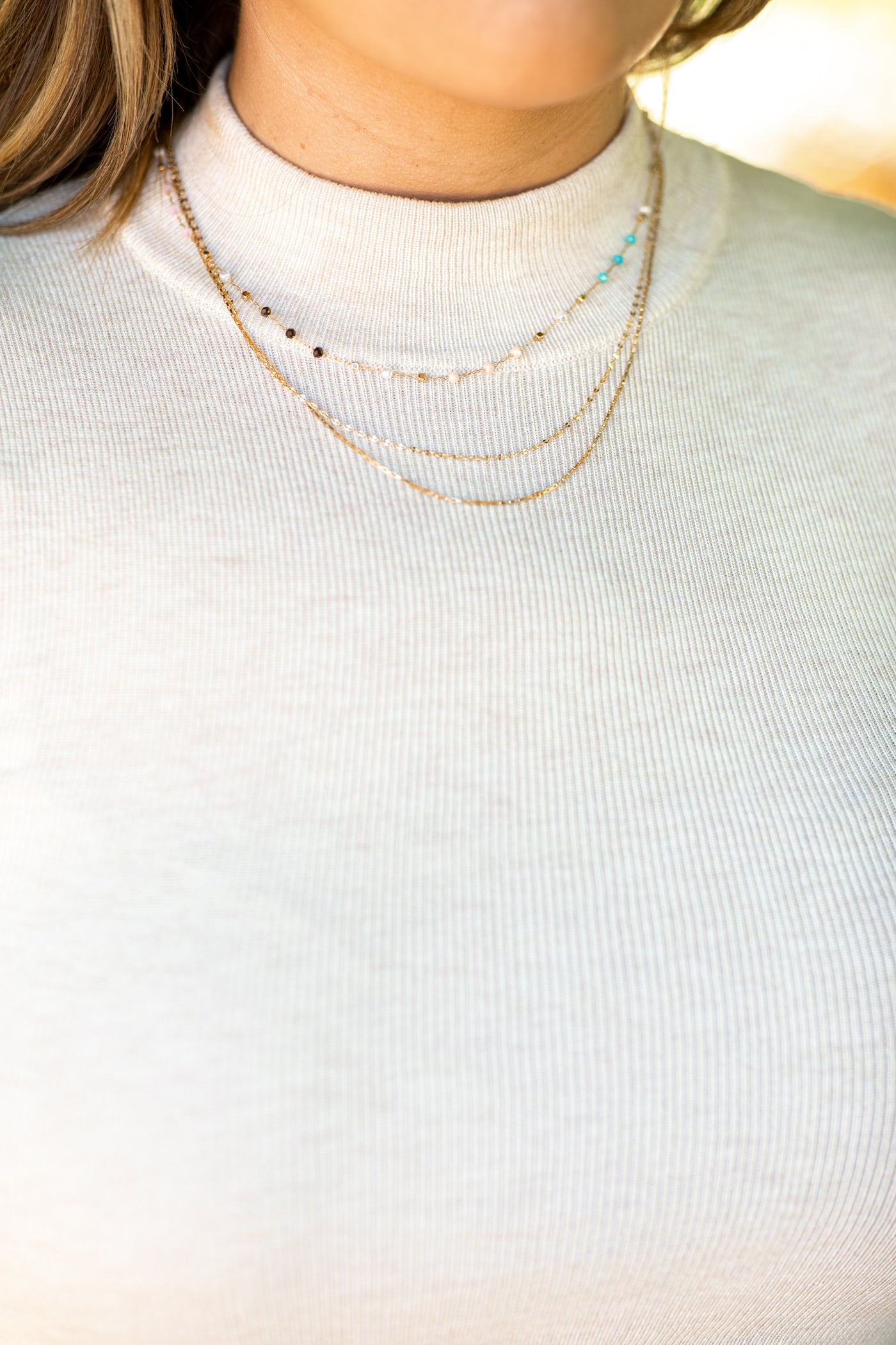 Gold and Multi Dainty Layered Necklace