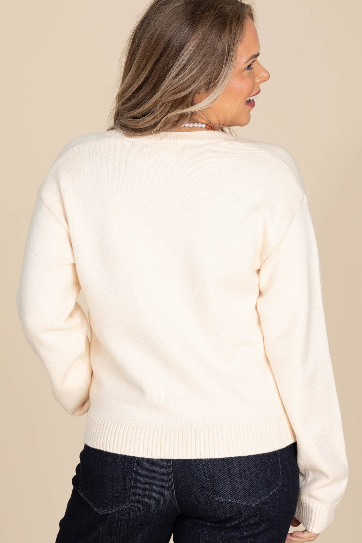 Vanilla With Velvet Bow Detail Cardigans