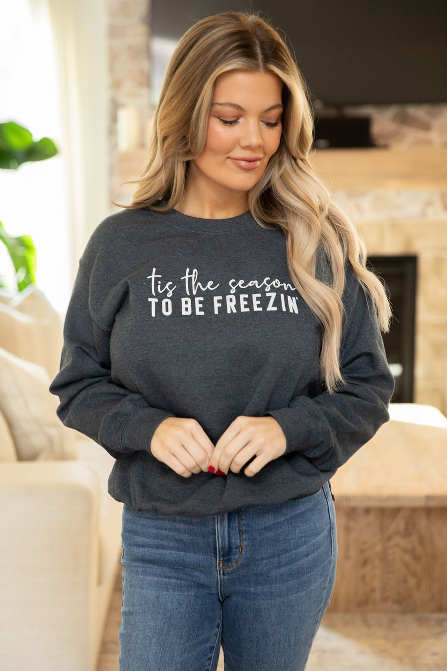 Grey Season To Be Freezin Graphic Sweatshirt