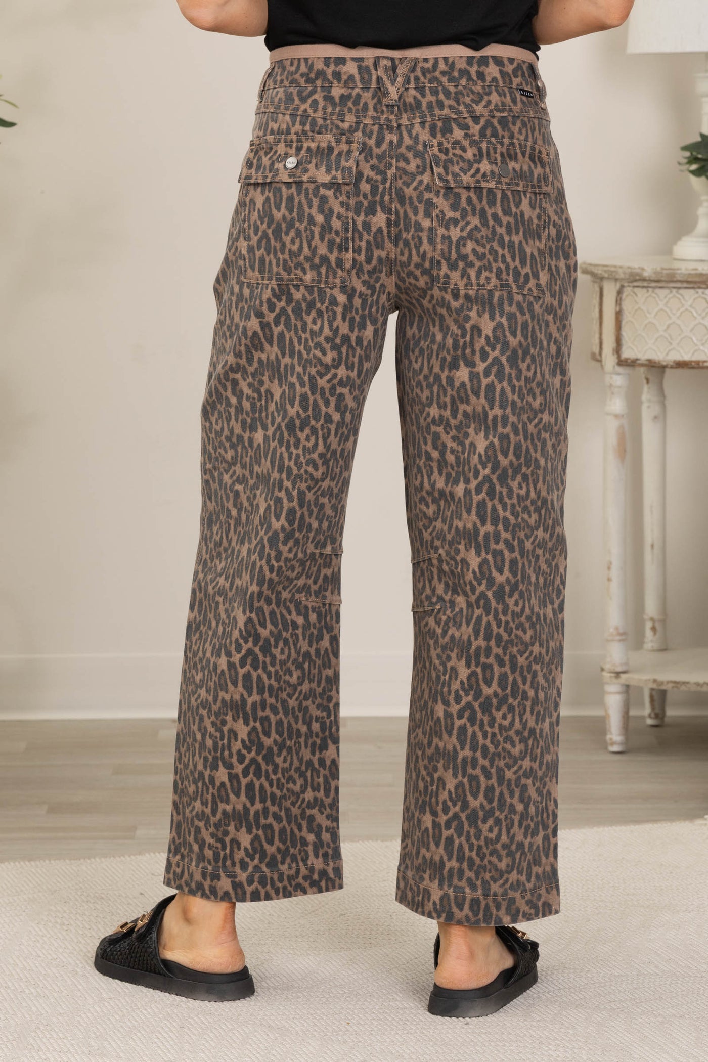 Risen Animal Print High Rise Crop Relaxed Pants