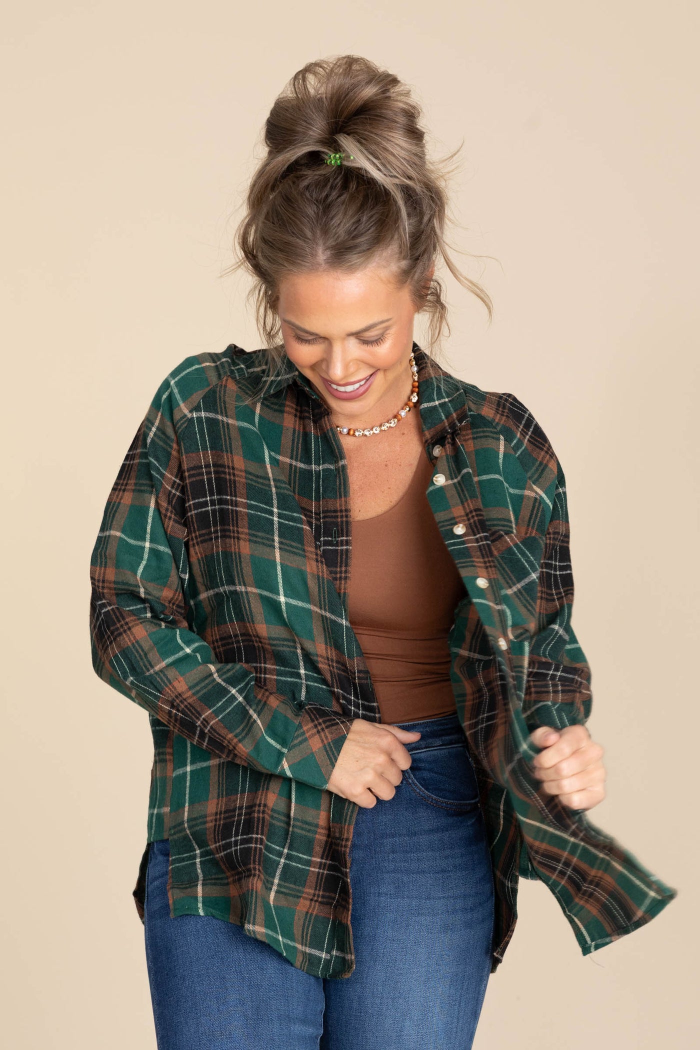 Cozy Relaxed Flannel Button Down Woven Tops