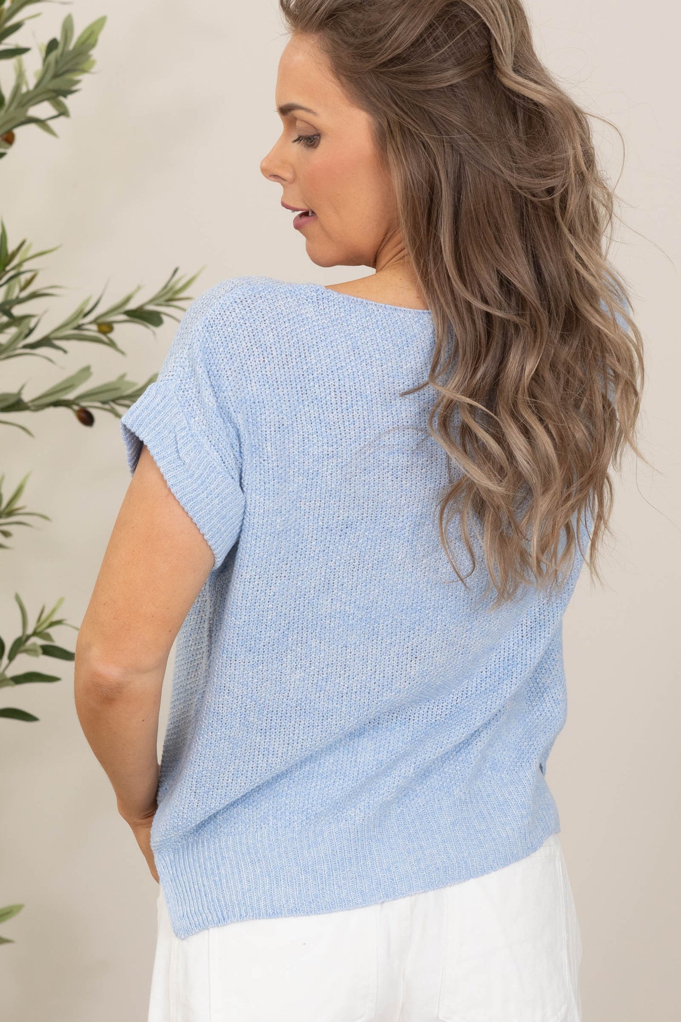 Lightweight V Neck Easy Knit Pullover Top