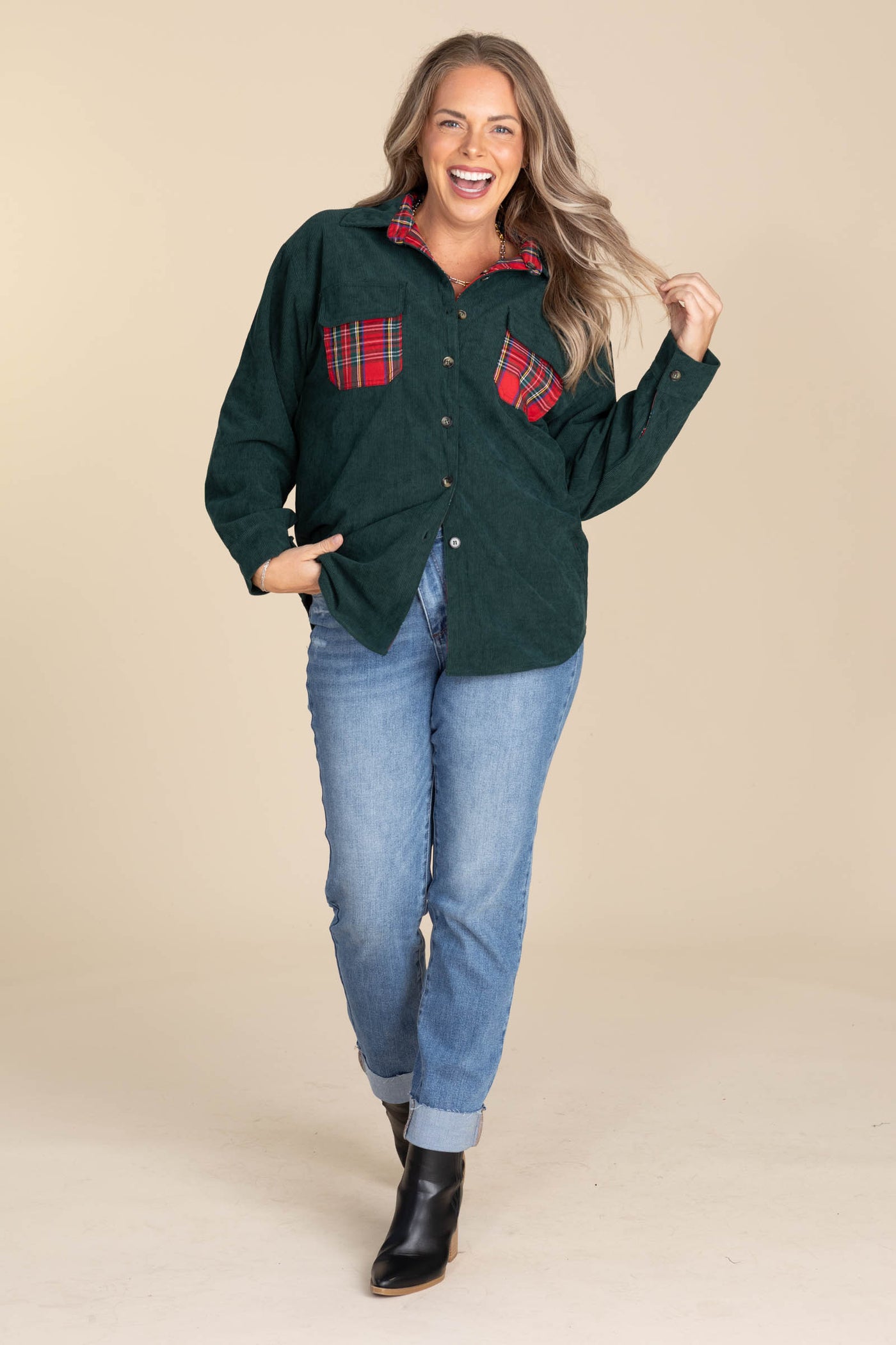 Hunter Green Reversible Corduroy Button Down