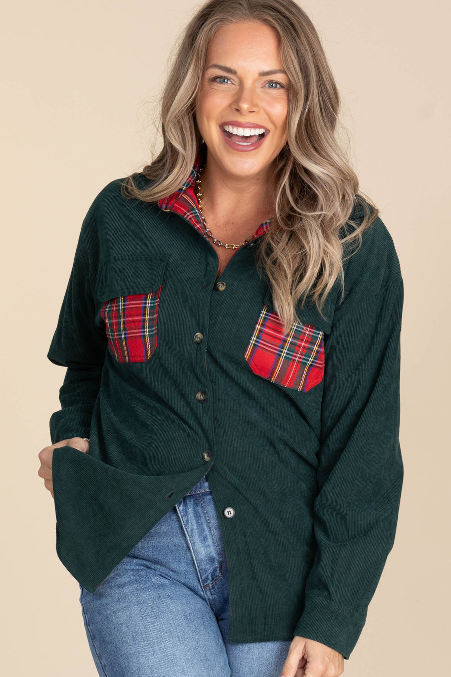 Hunter Green Reversible Corduroy Button Down