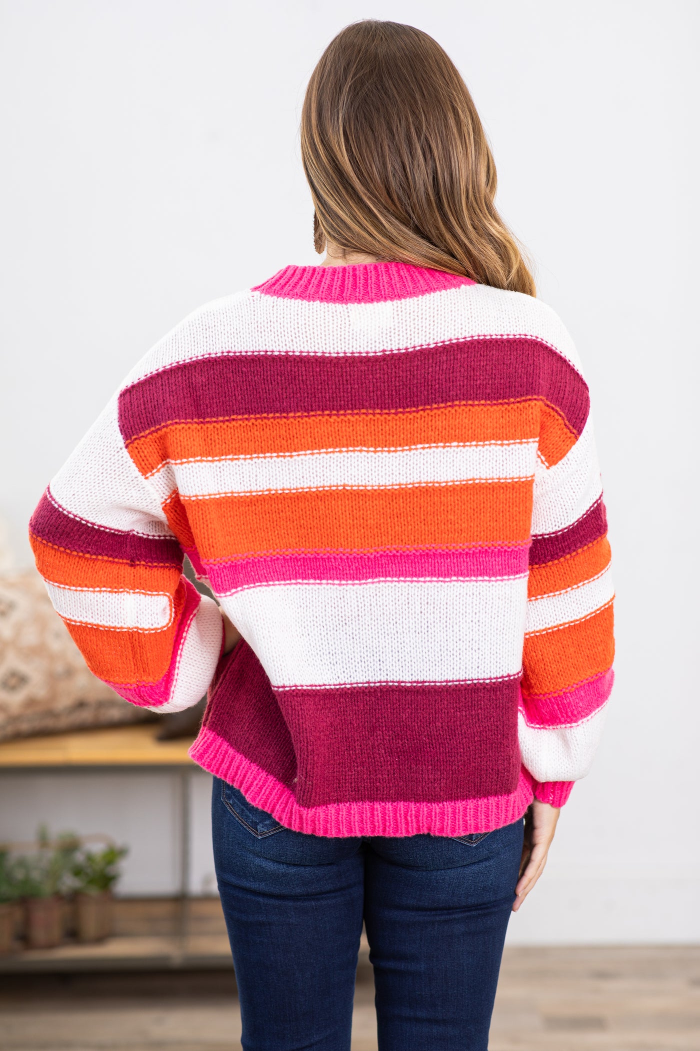 Berry Multicolor Stripe Sweater