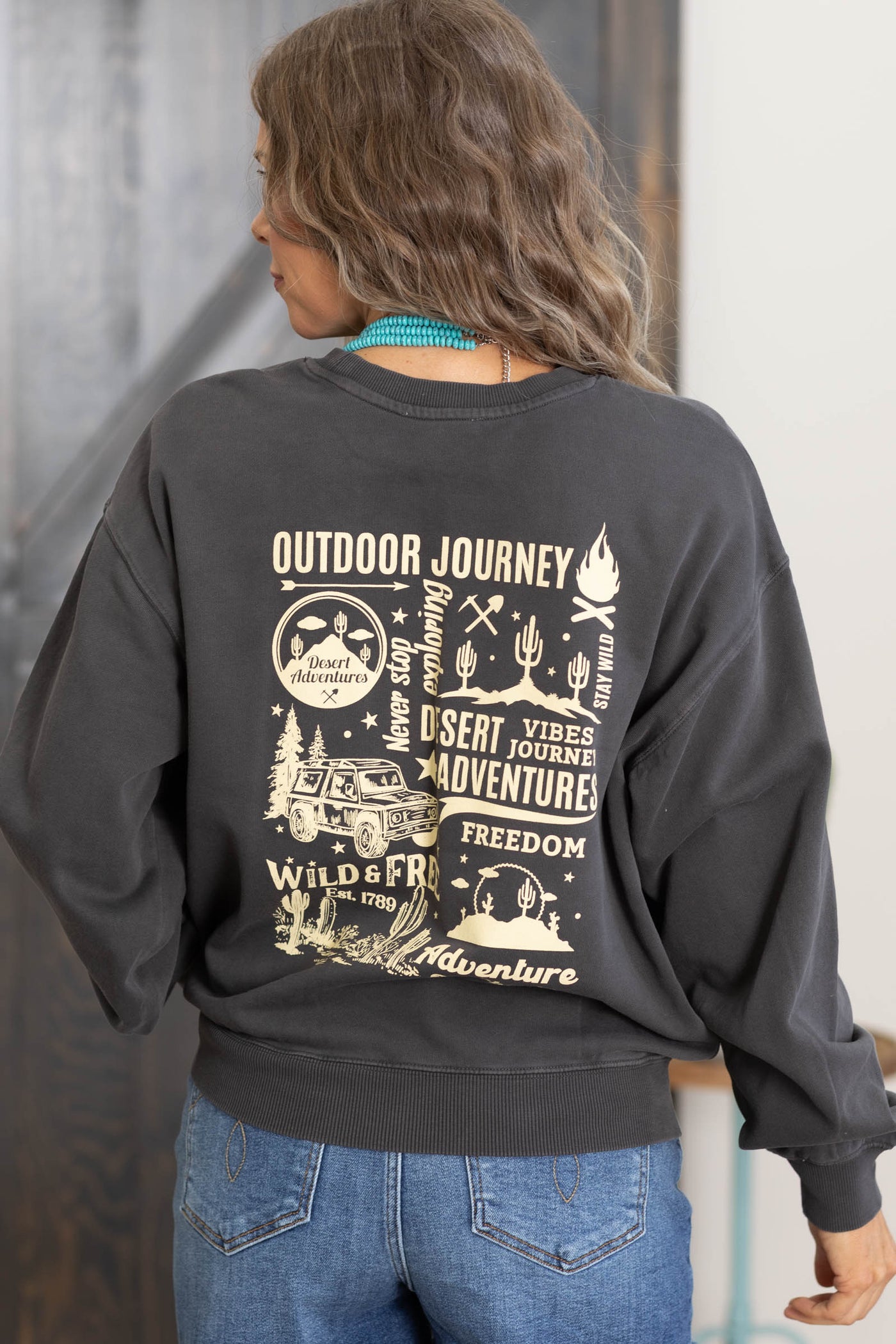Vintage Black Wild And Free Sweatshirt- 100% Cotton