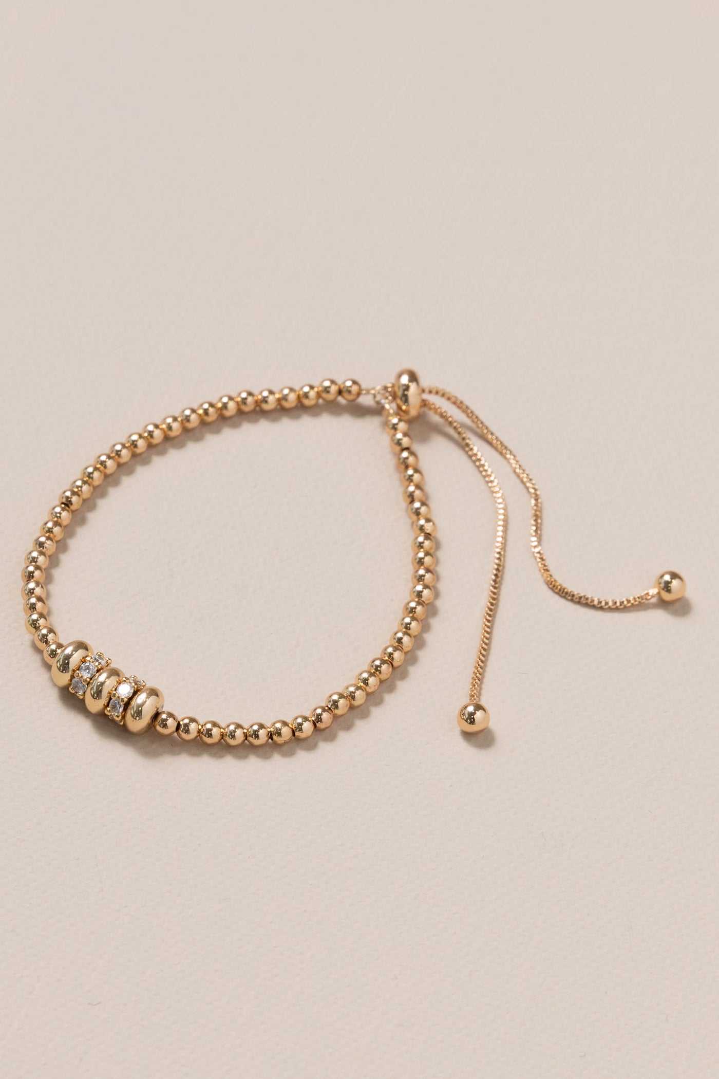 Gold Crystal Rings Ball Bead Link Bracelet