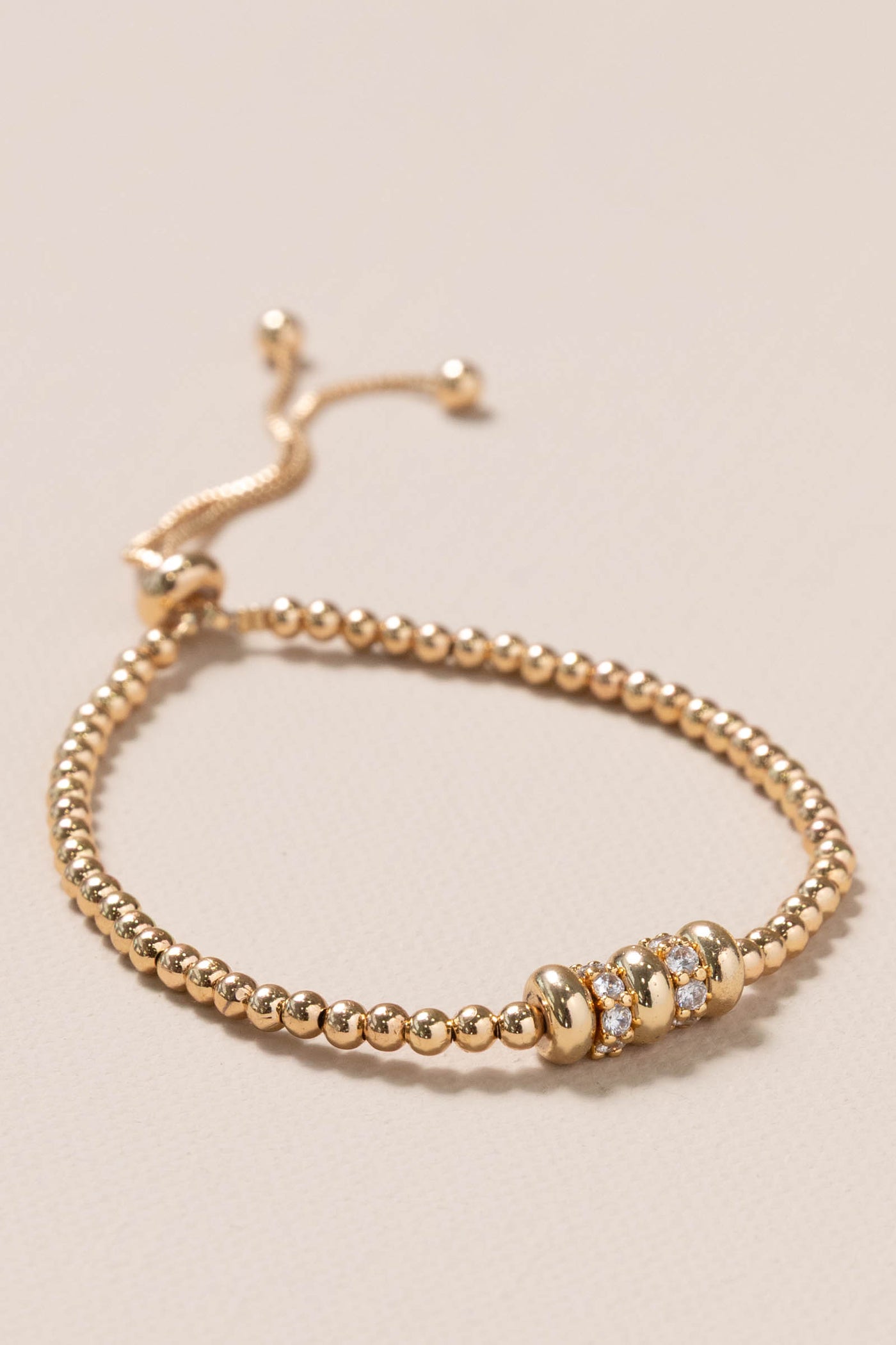 Gold Crystal Rings Ball Bead Link Bracelet