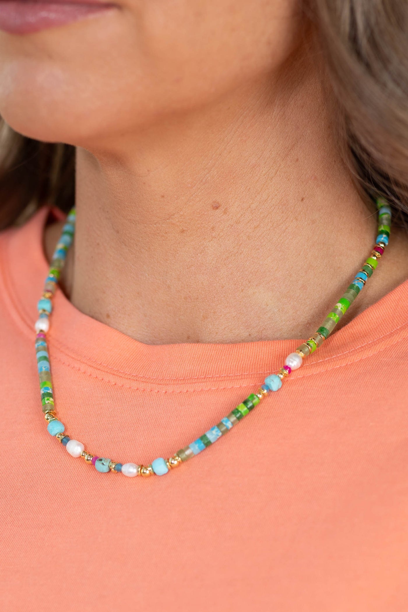 Lilly Pad Gemstone Necklace