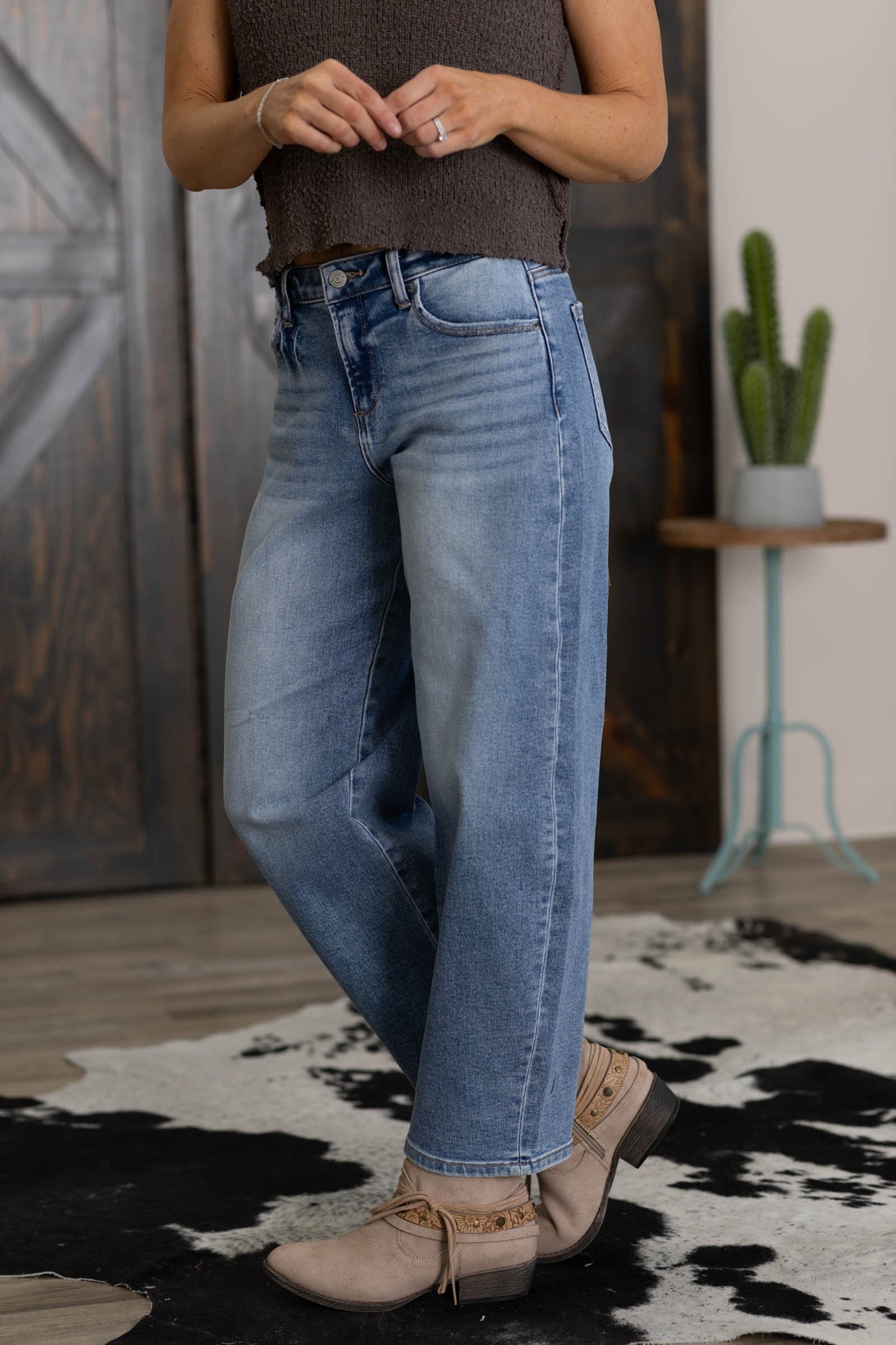 J21 High Rise Medium Wash Barrel Jeans
