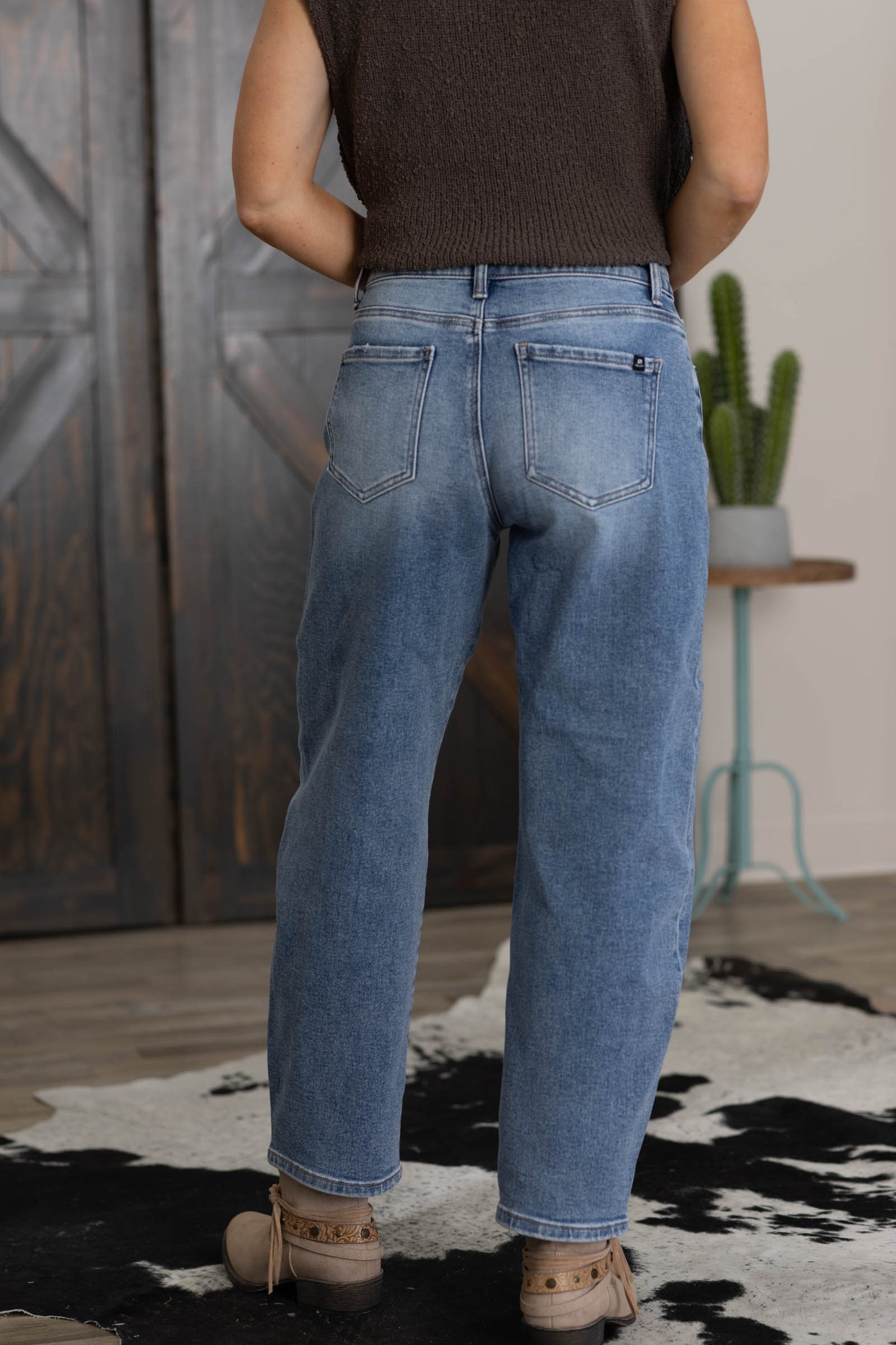 J21 High Rise Medium Wash Barrel Jeans