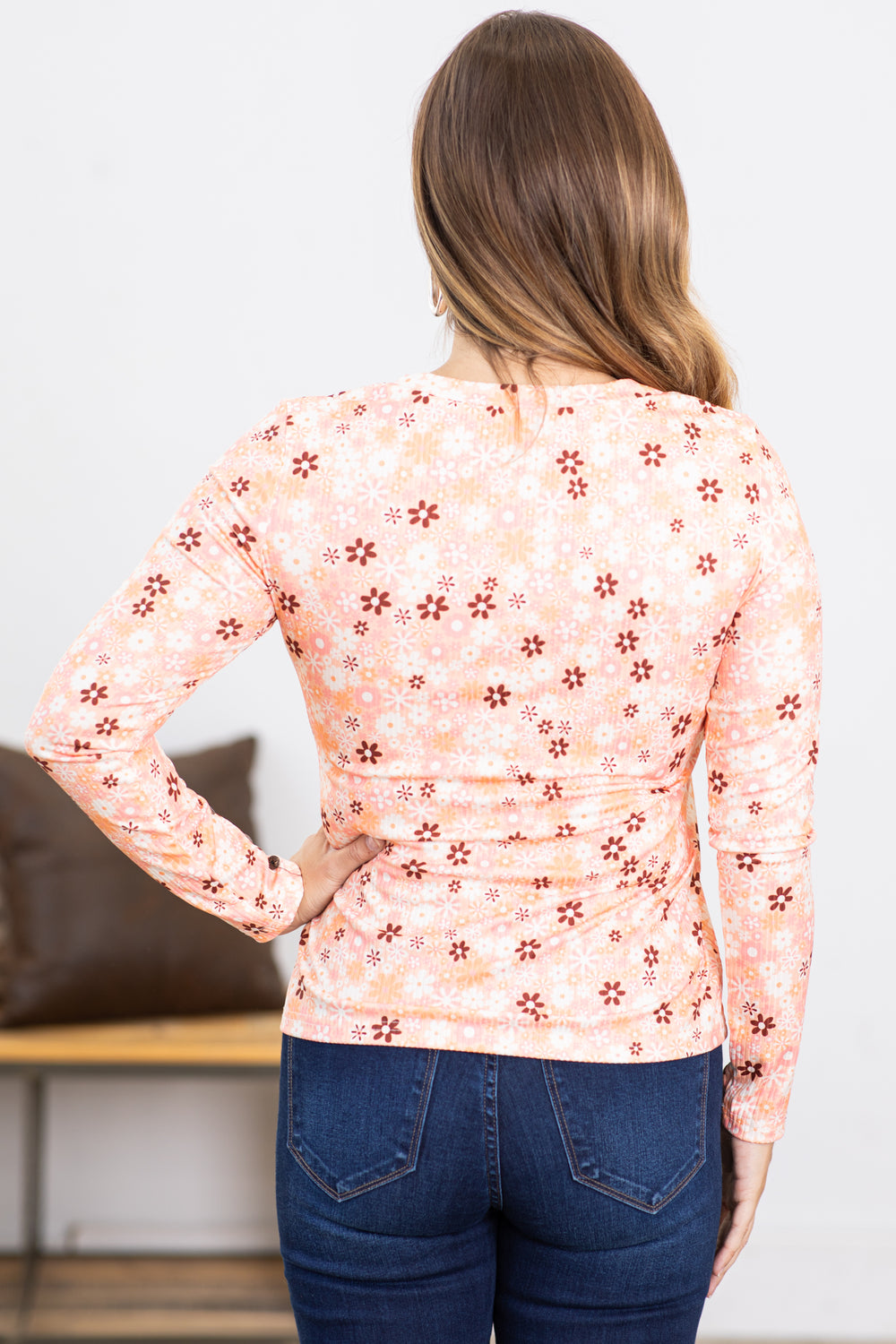 Peach Orchard Halter Top Floral Beige