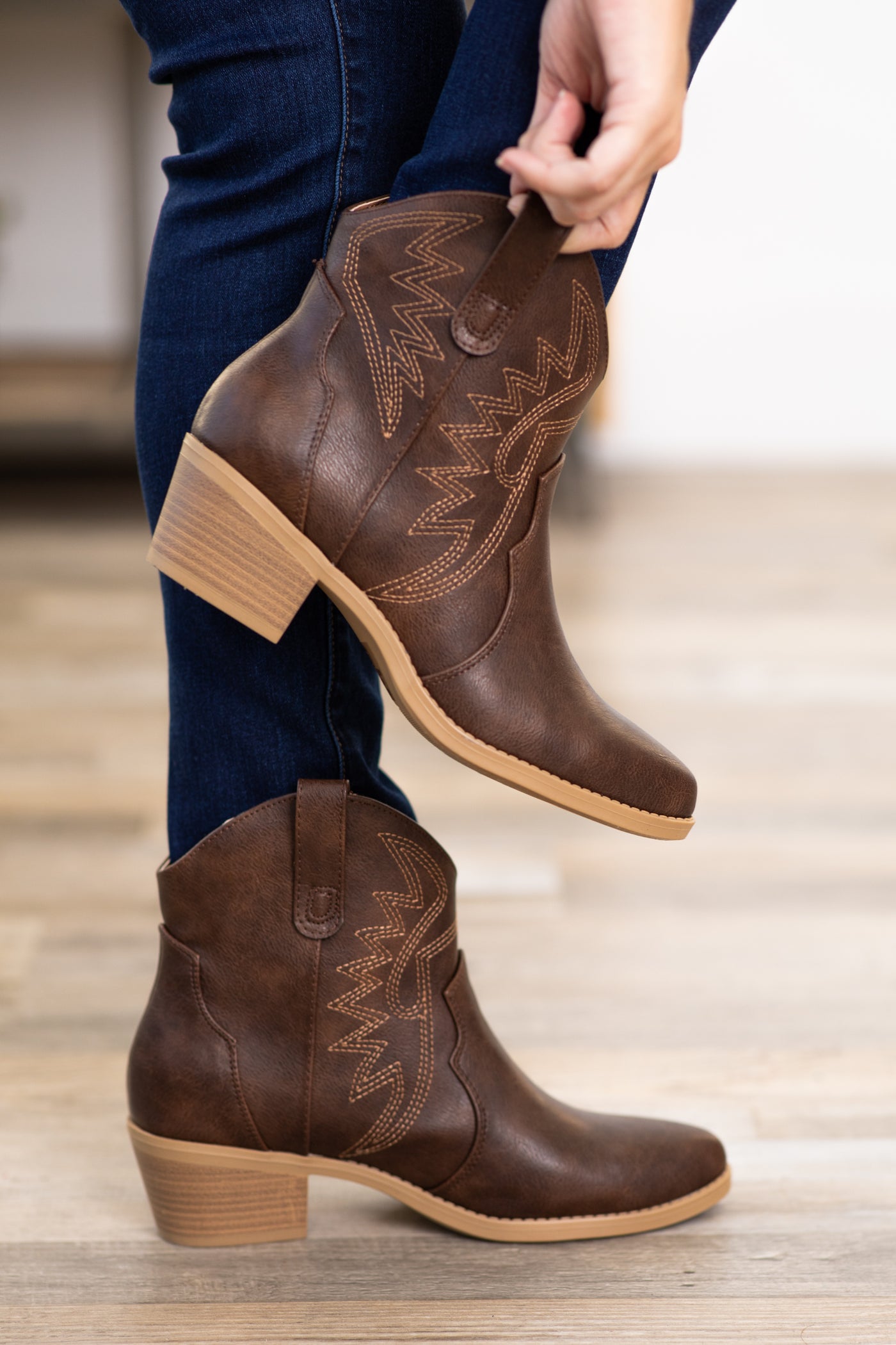 Brown and Tan Point Western Booties