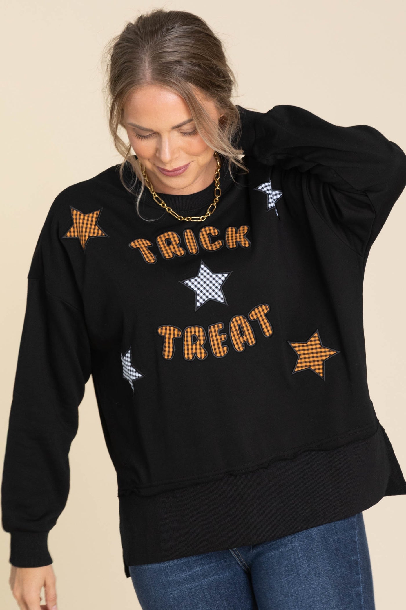Black Trick or Treat Contrast Sweatshirt