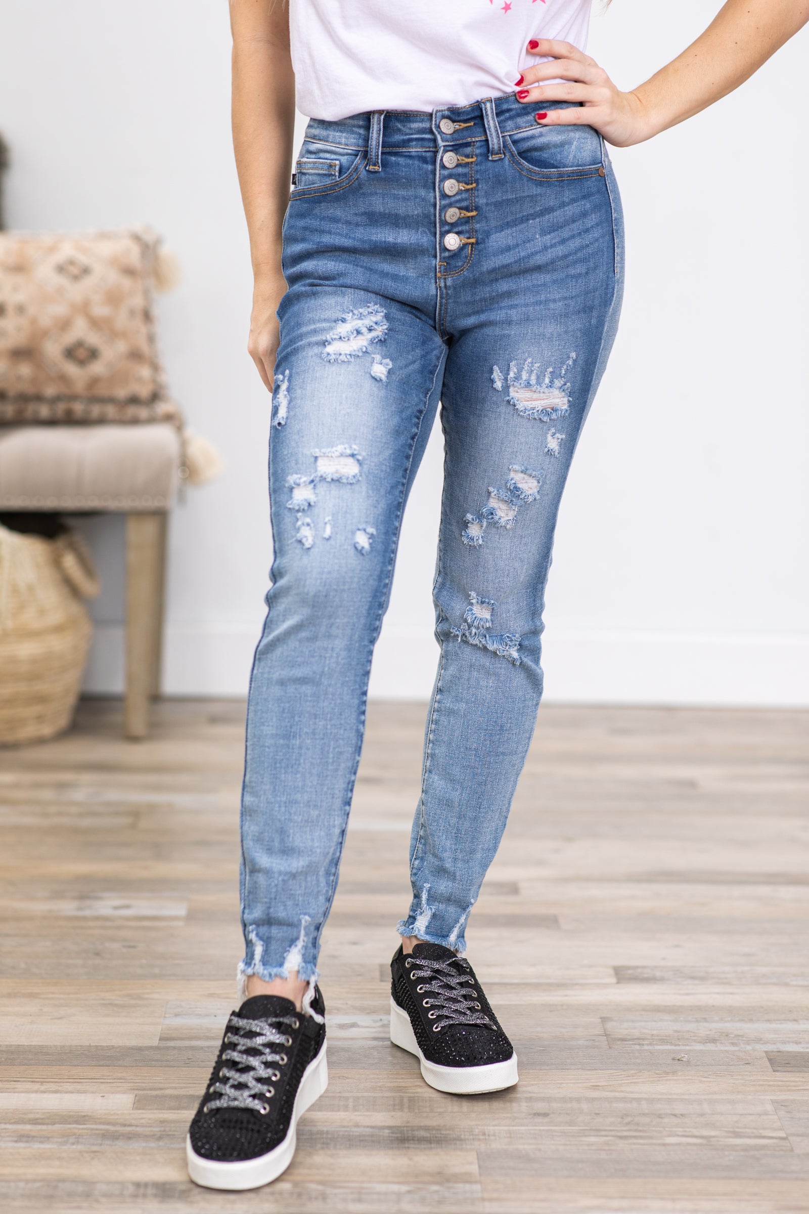 Colt High Rise Button Fly Distressed Boyfriend Jeans main image 0