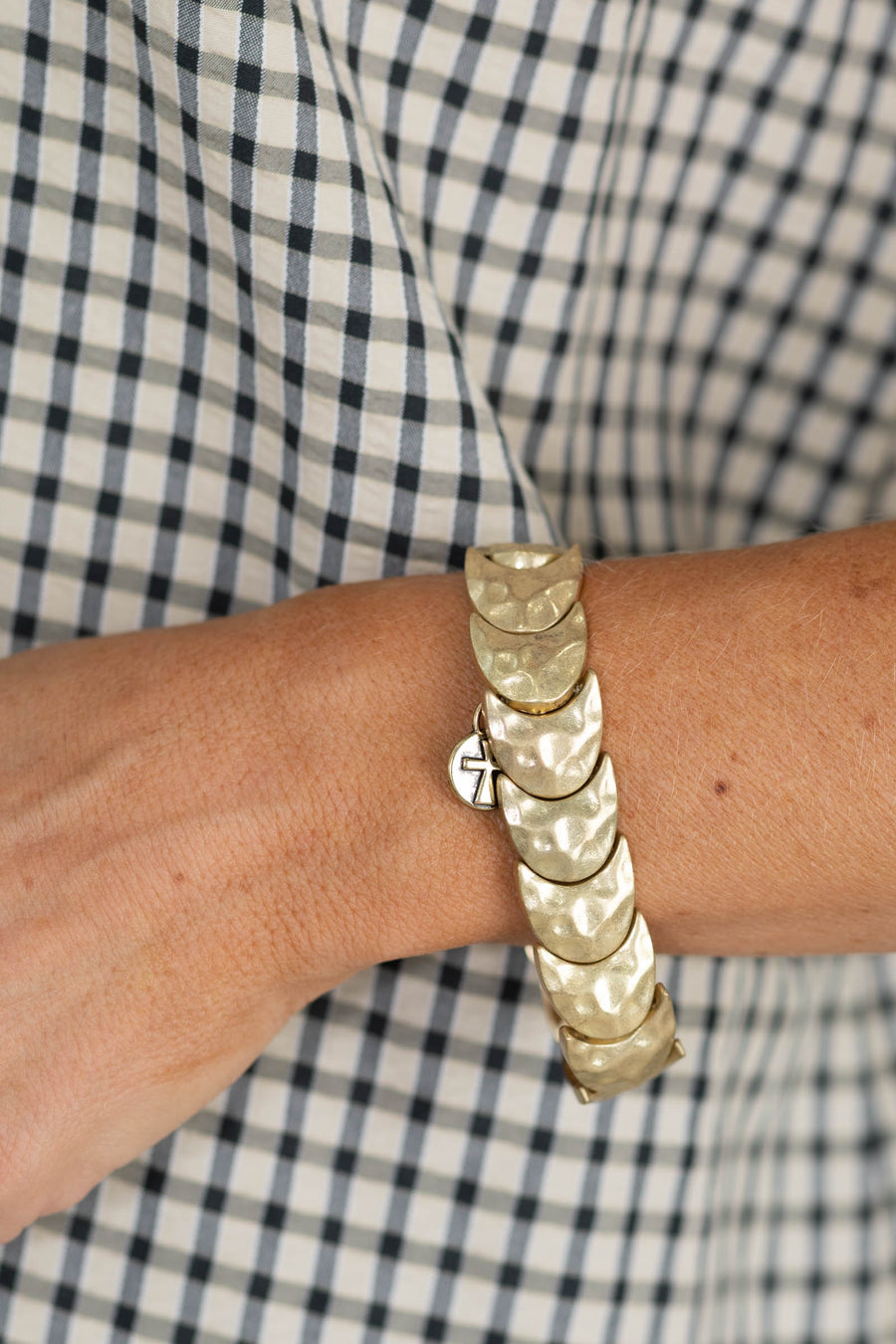 Burnished Gold Crescent Stretch Bracelet