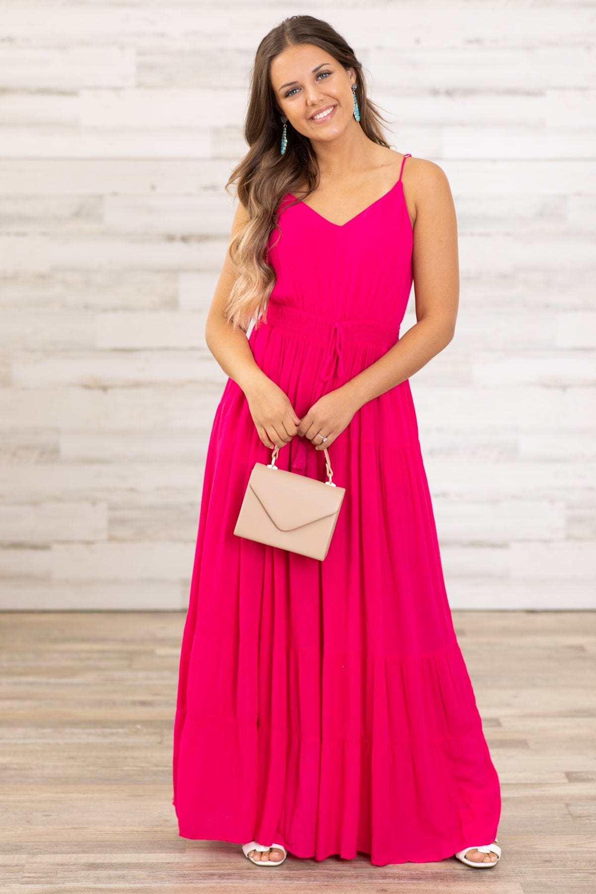 Hot Pink Elastic Waist Jumpsuit - Filly Flair