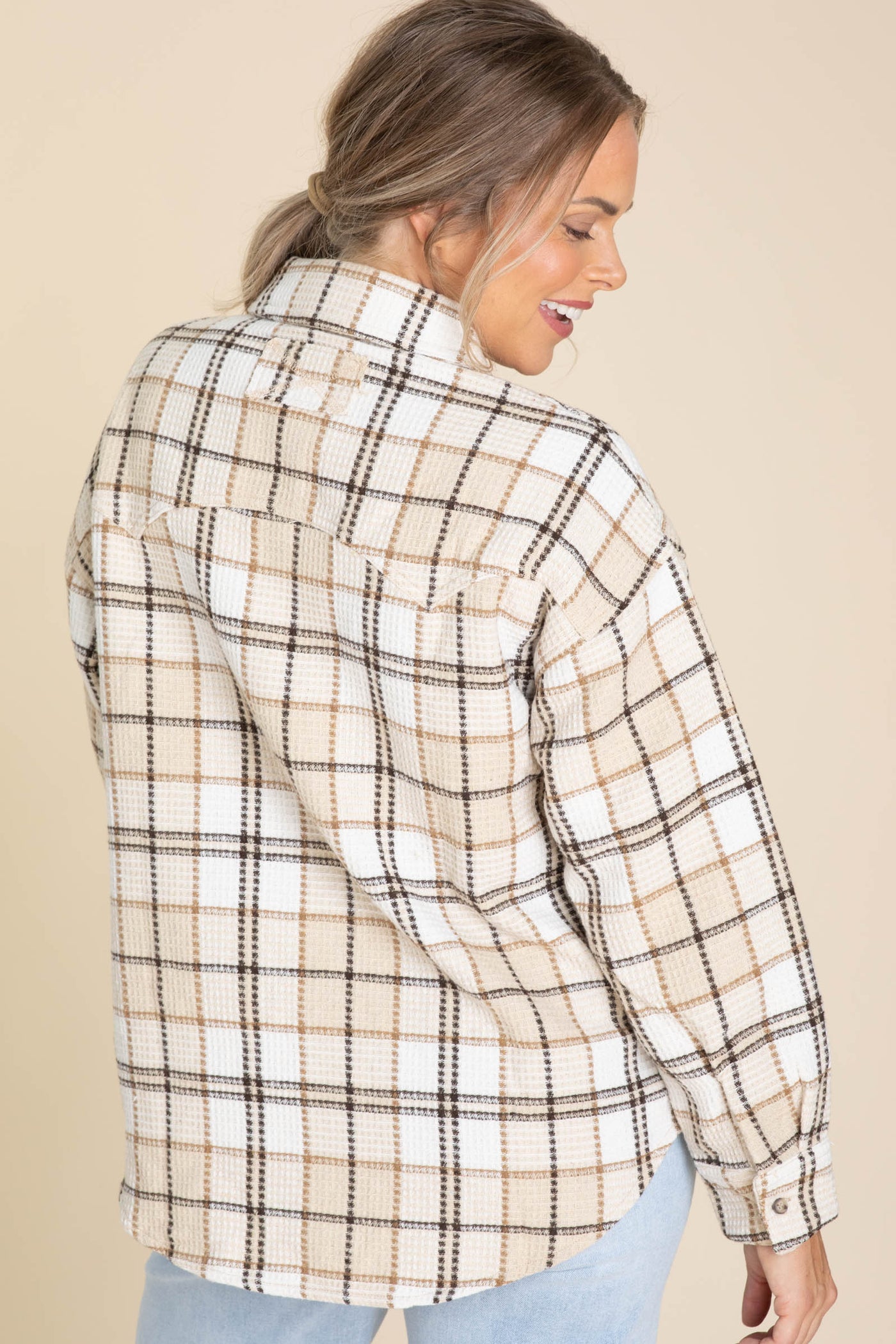 Beige Mix Flannel Shacket