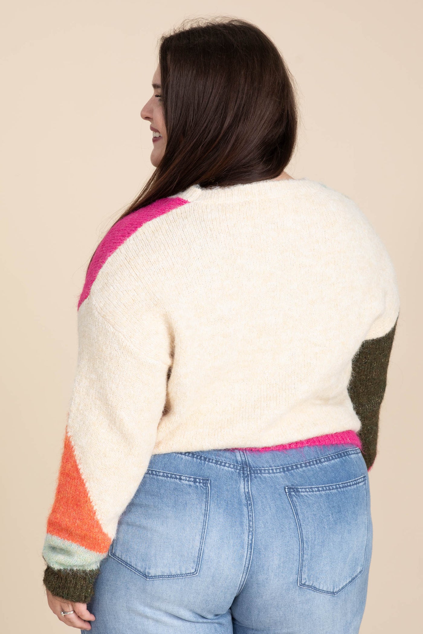 Pink Multicolor Block Sweater