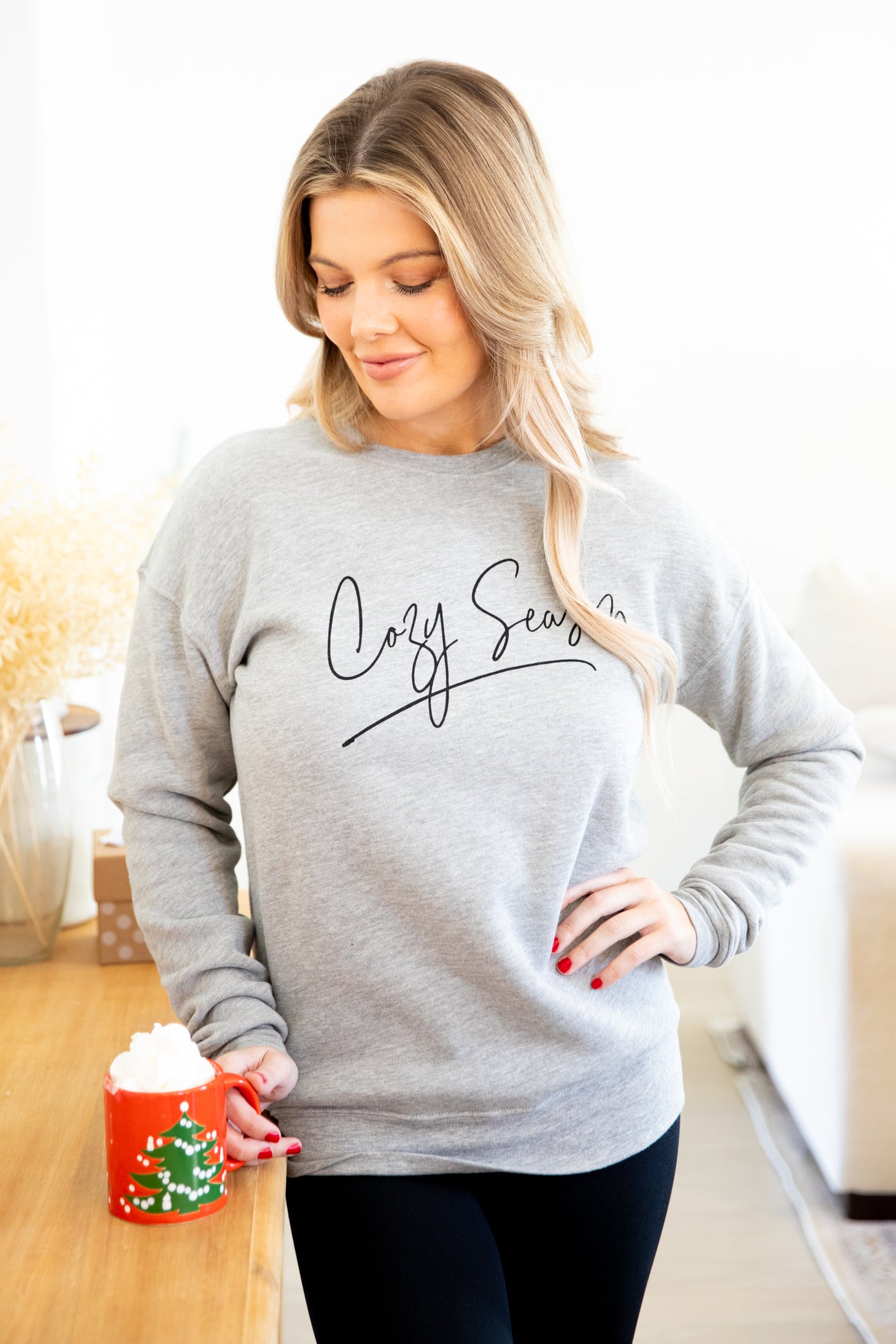 Heather Grey Cozy Season Graphic Sweatshirt