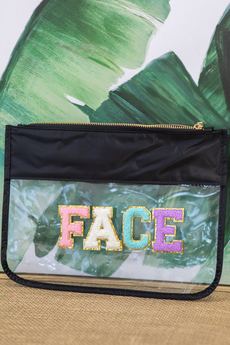 Face Varsity Letter Clear Pouch