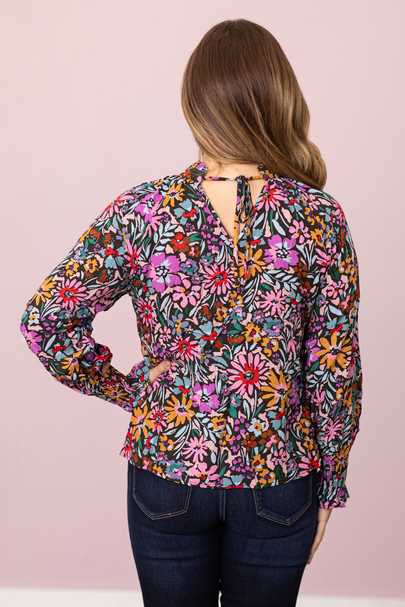 Orchid and Dusty Blue Multicolor Floral Top