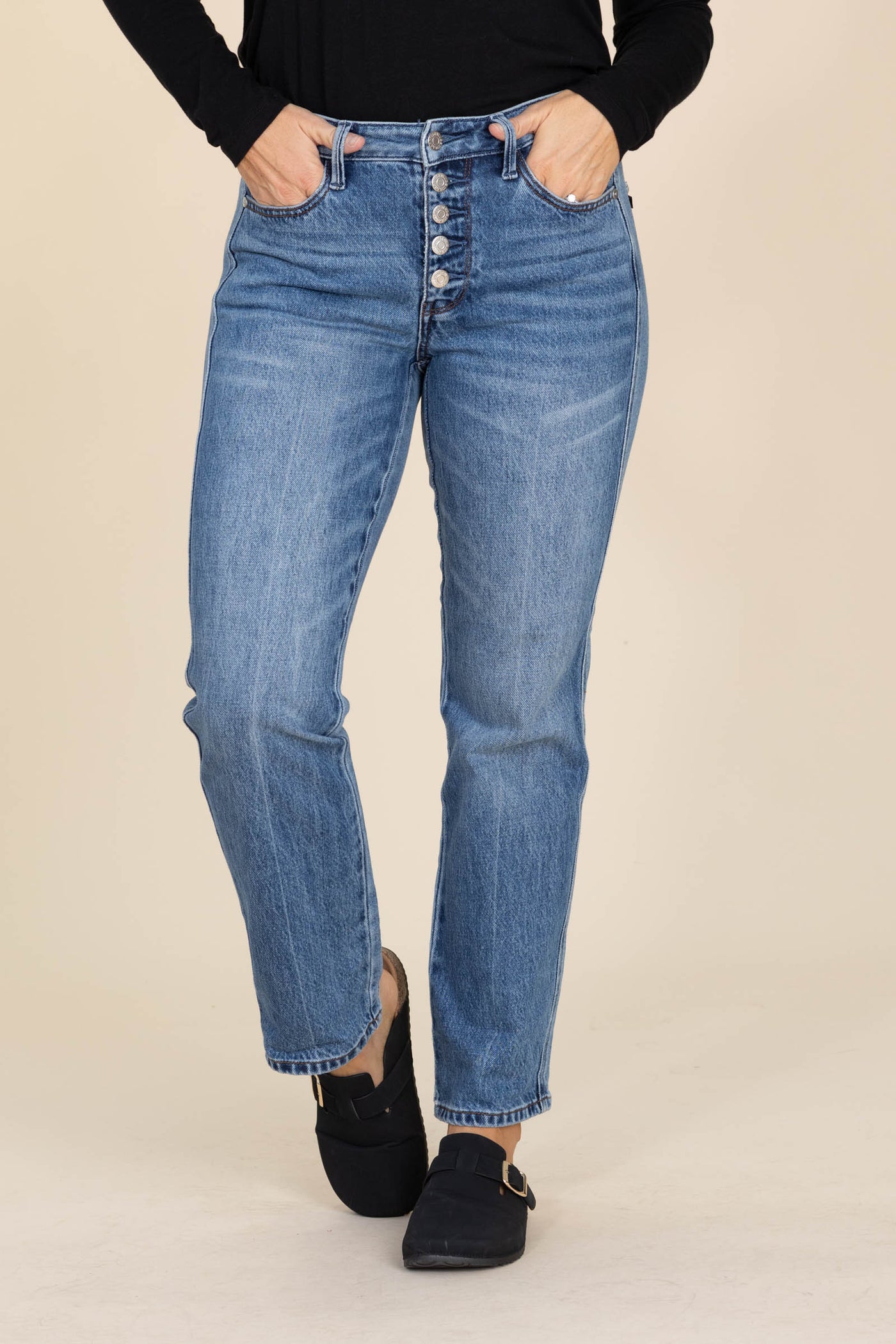 Judy Blue Slim Straight Rigid Button Fly Jean